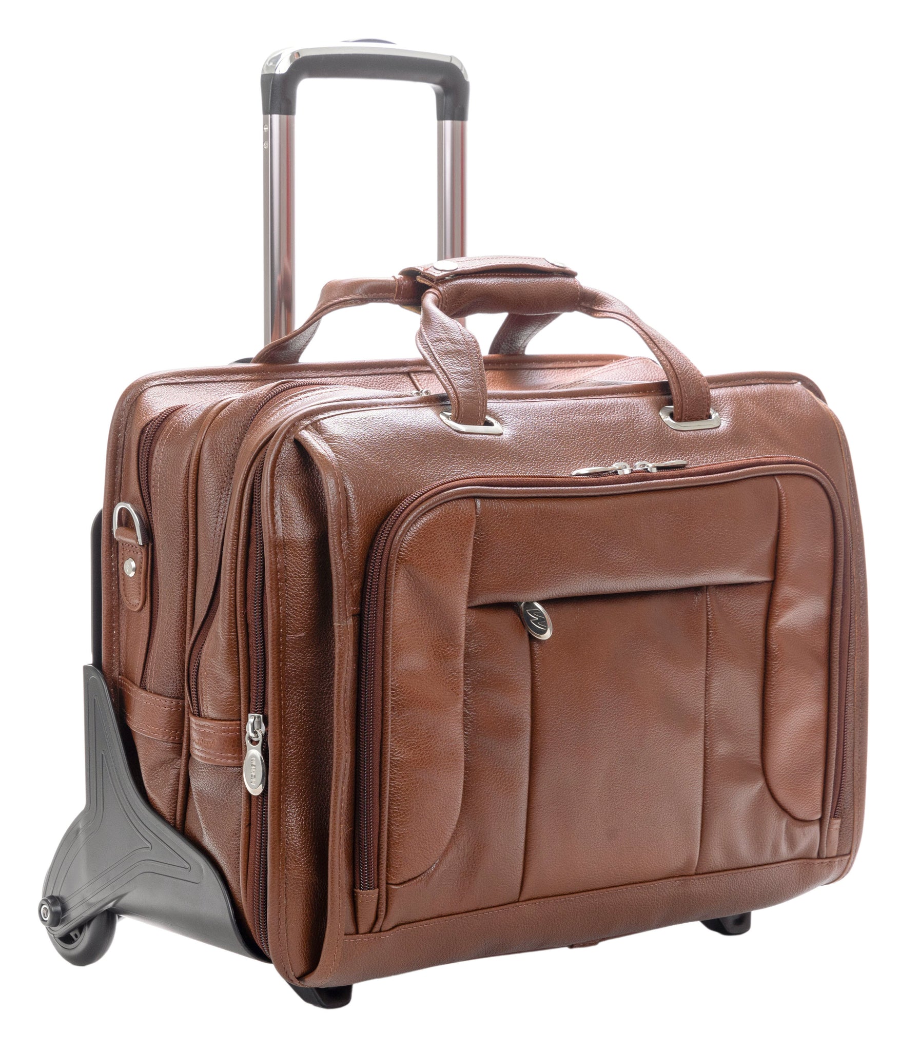 McKlein WEST TOWN 17" Leather Fly-Through Checkpoint-Friendly Patented Detachable -Wheeled Laptop Briefcase