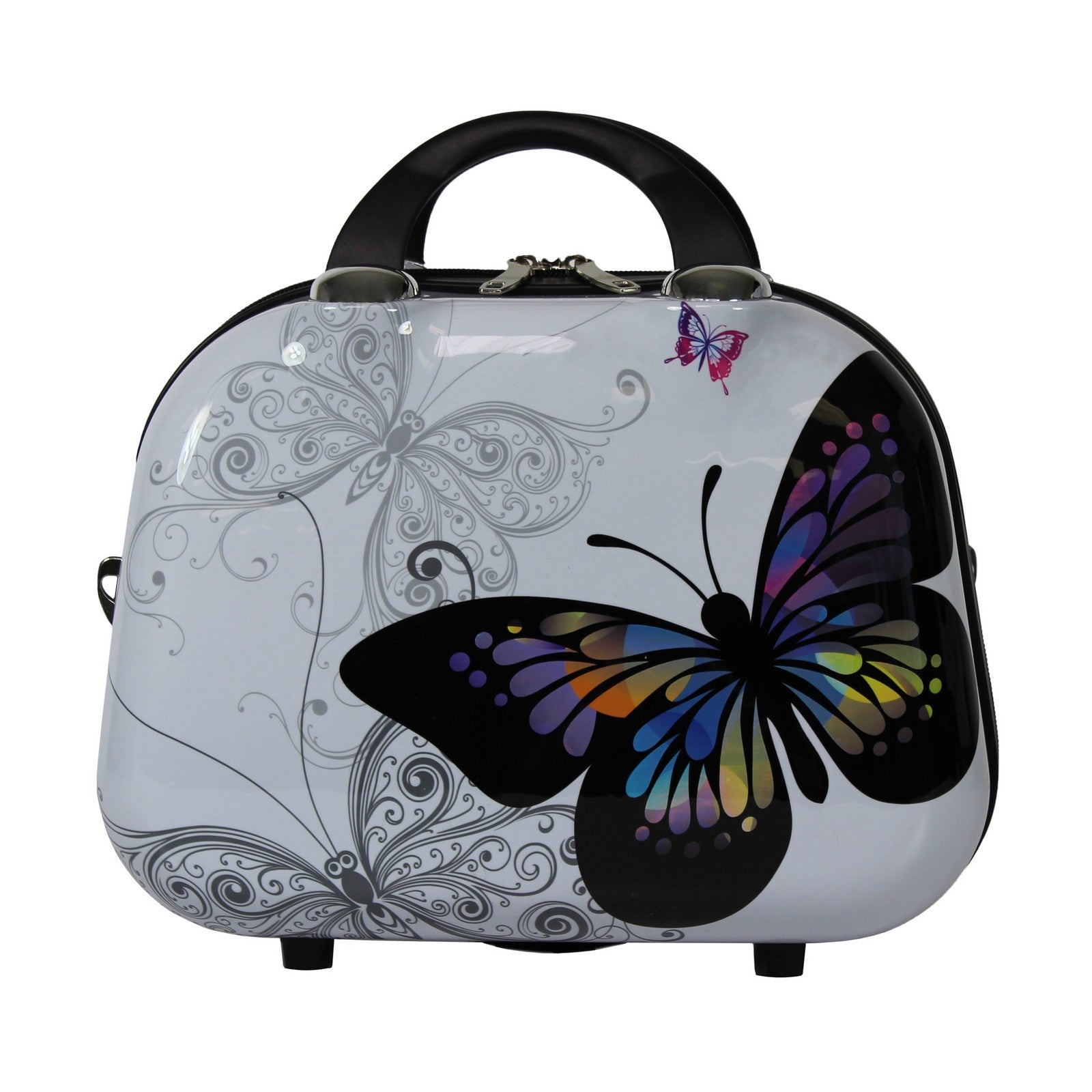 World Traveler Butterfly 13-Inch Hardside Cosmetic Case Shoulder Tote
