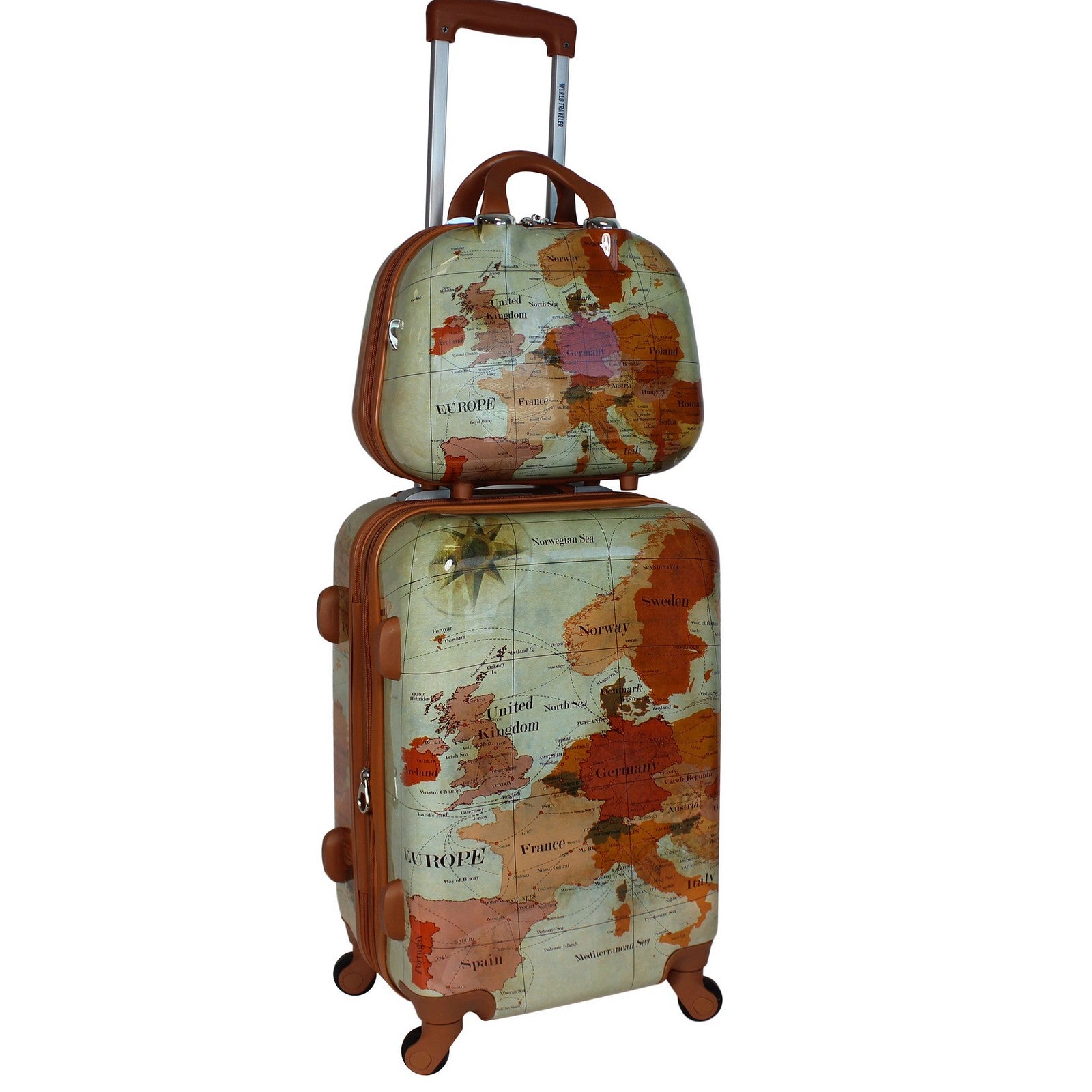 World Traveler Europe 2-Piece Carry-On Spinner Luggage Set with TSA Lock
