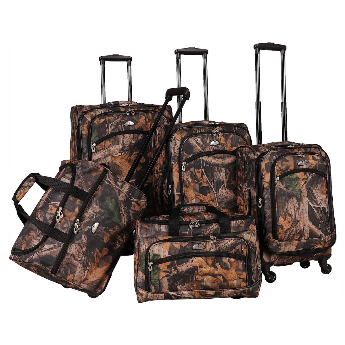 American Flyer Camo Green 5-Piece Spinner Luggage Set
