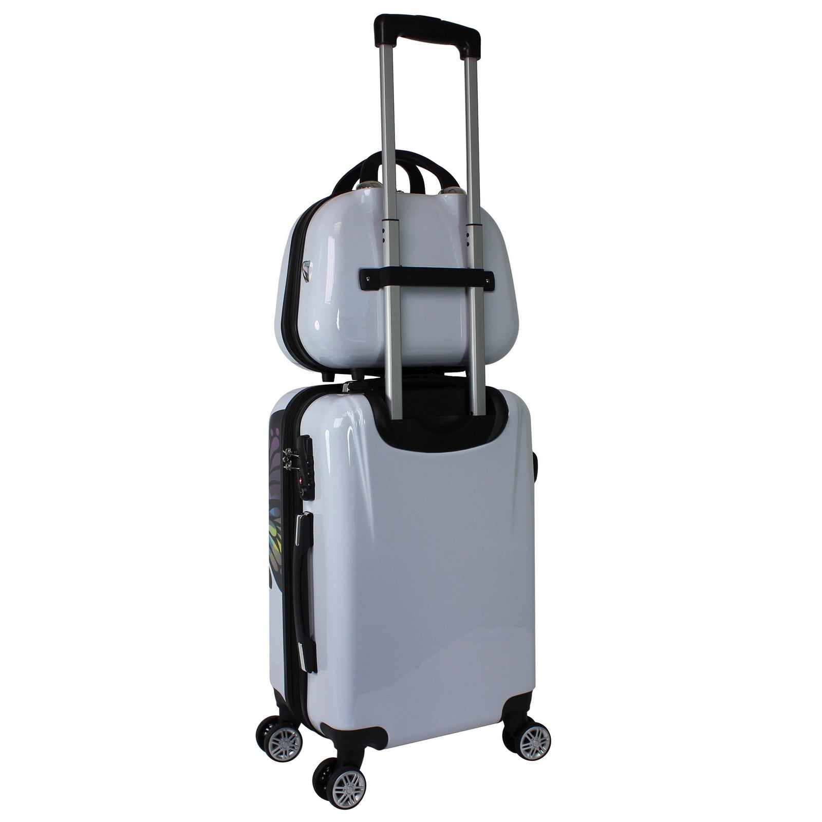 World Traveler Butterfly 4-Piece Hardside TSA Combination Lock Spinner Luggage Set