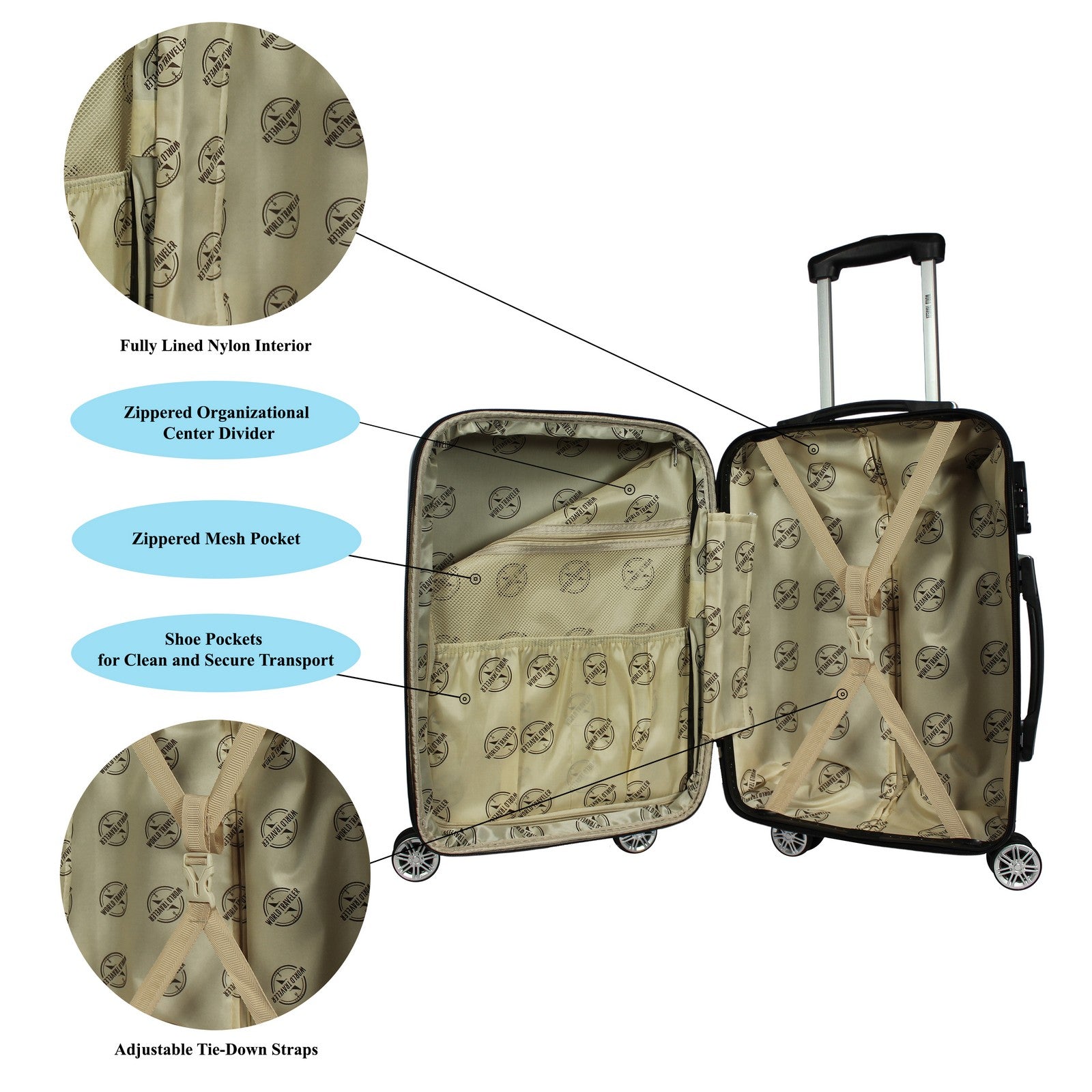 World Traveler Butterfly 28-Inch Hardside Expandable Spinner Luggage
