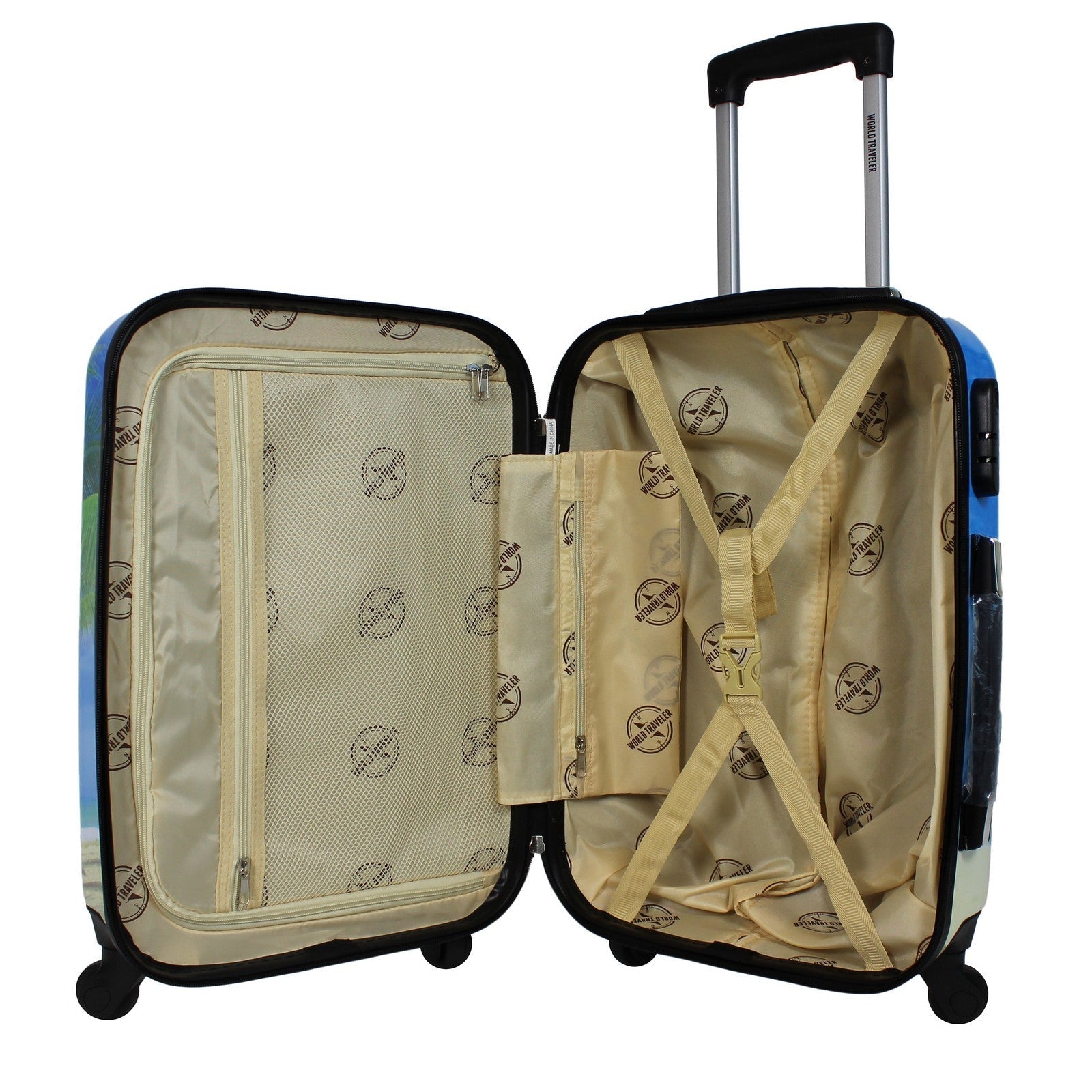 World Traveler Palm Tree Hardside 2-Piece Carry-On Spinner Luggage Set