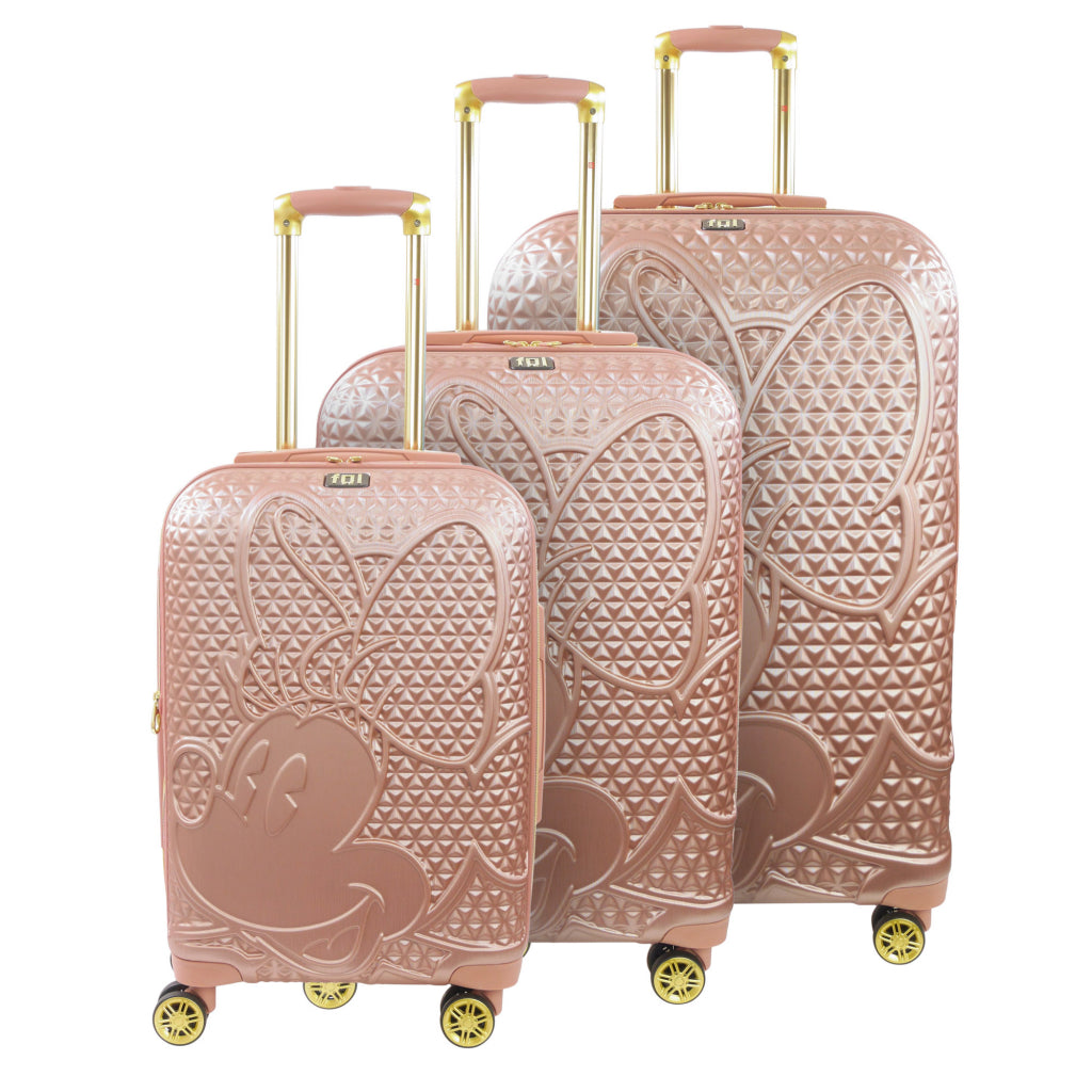 Disney Ful Minnie Mouse Textured Rose Gold Hardside 3 Piece Spinner Luggage Set