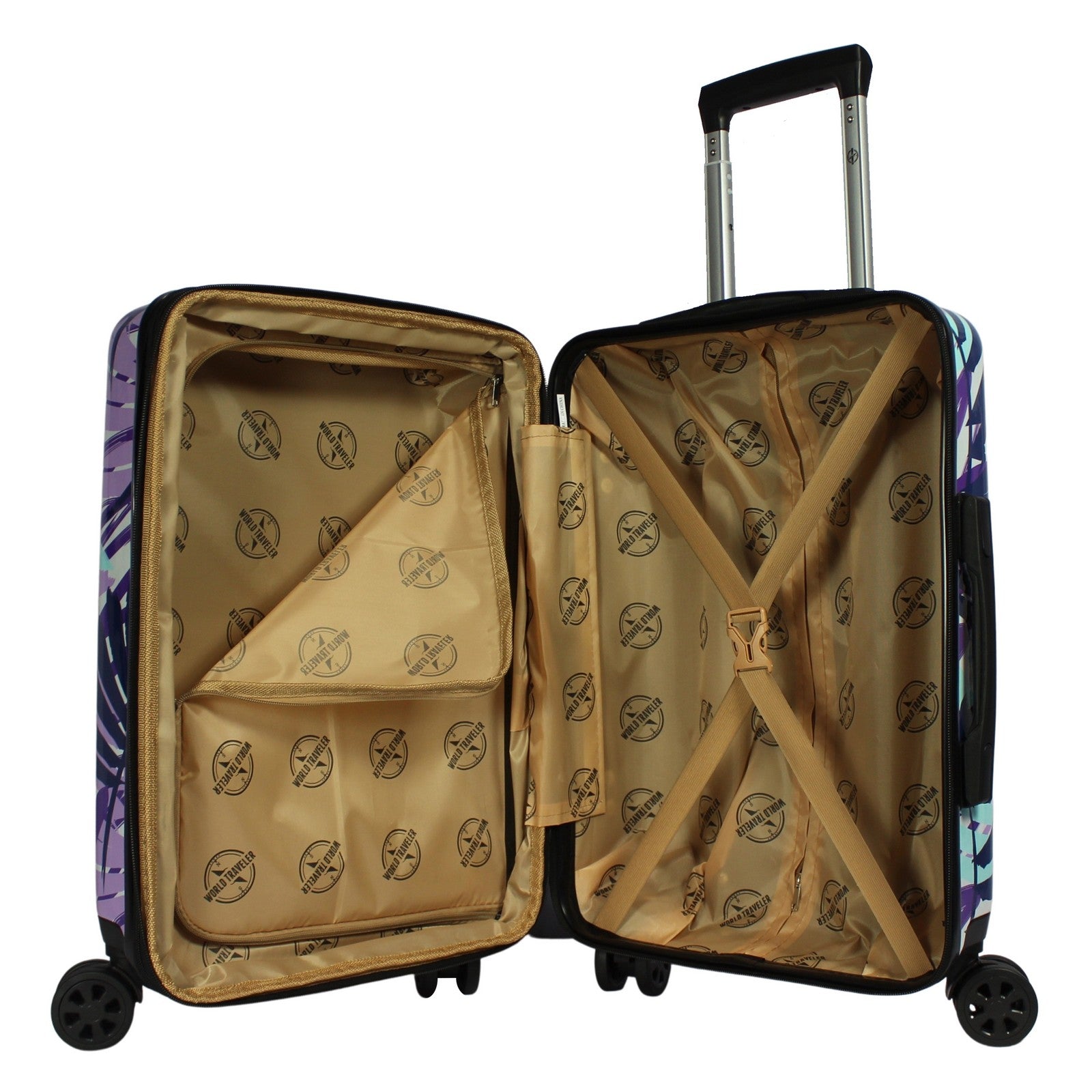 World Traveler Tropical Leaves 2-Piece Hardside Carry-On Spinner Luggage Set