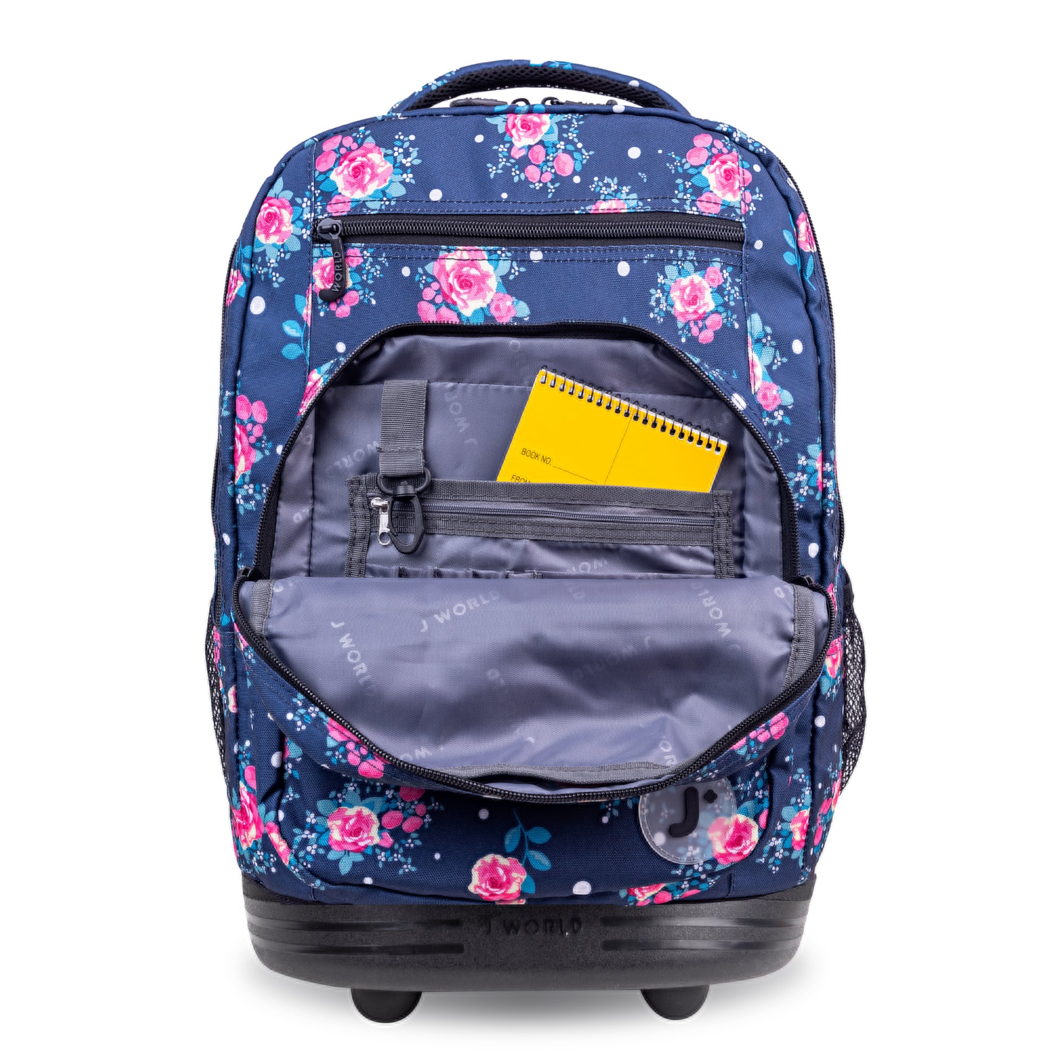 J World Sundance Navy Rose 20" Rolling Backpack