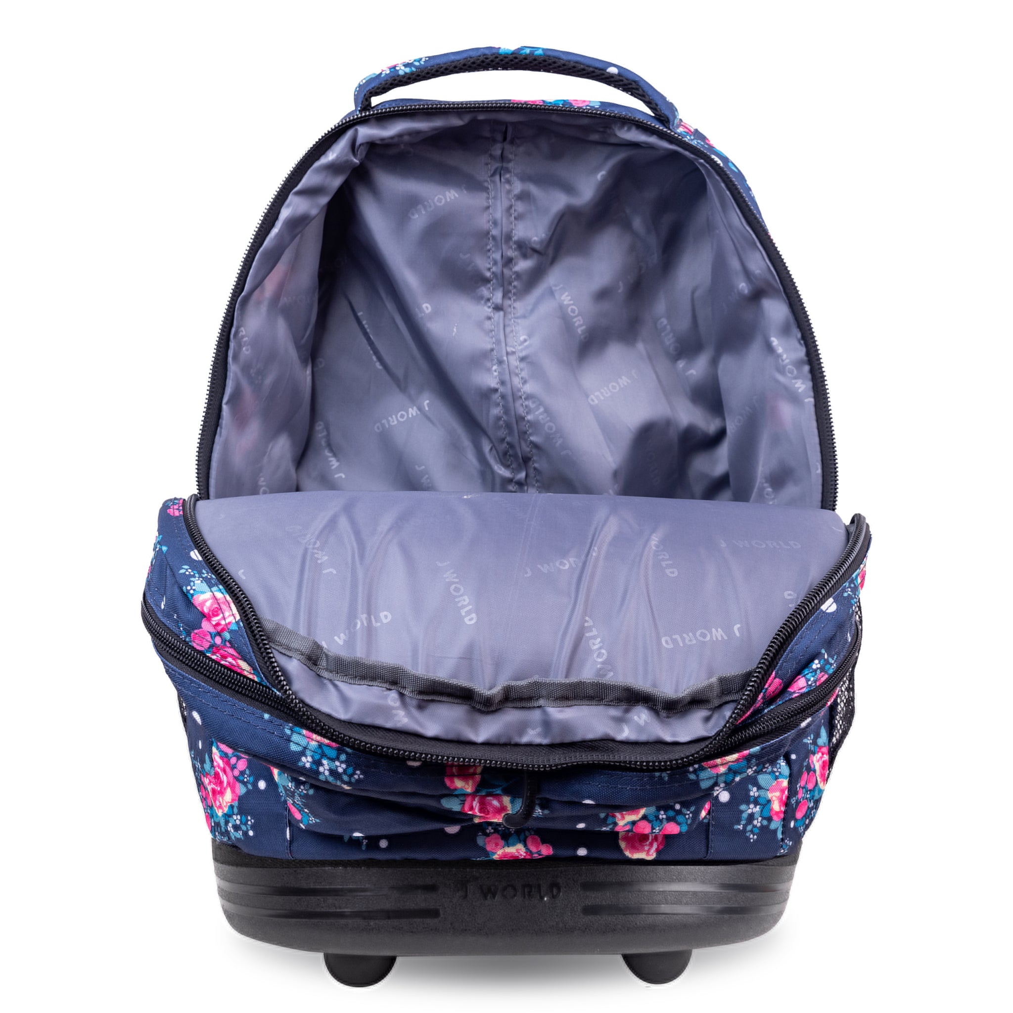 J World Sundance Navy Rose 20" Rolling Backpack