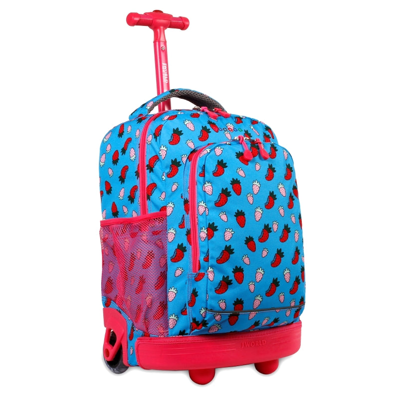 J World Sunny Strawberry 17" Kids Rolling Backpack