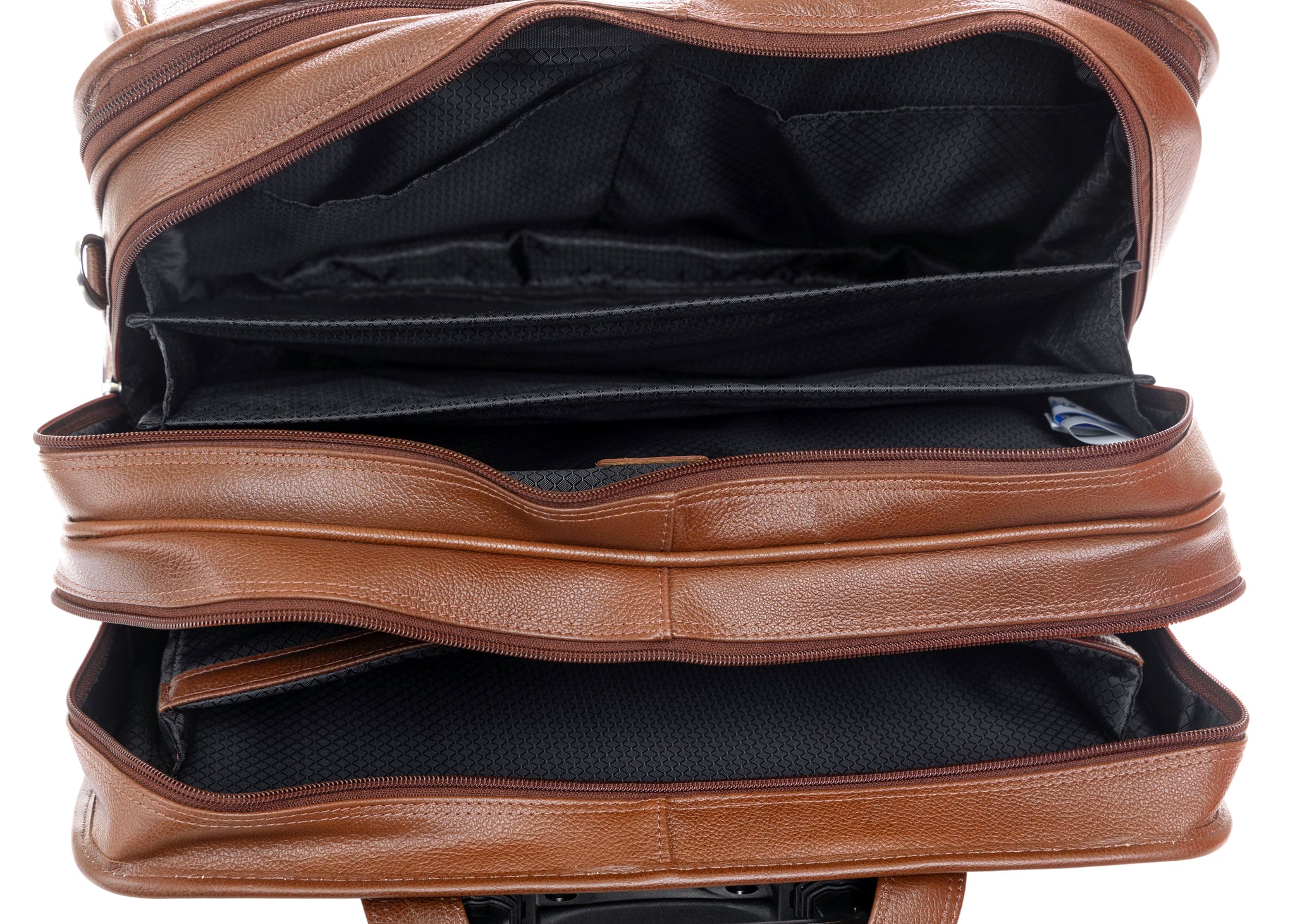 McKlein WEST TOWN 17" Leather Fly-Through Checkpoint-Friendly Patented Detachable -Wheeled Laptop Briefcase