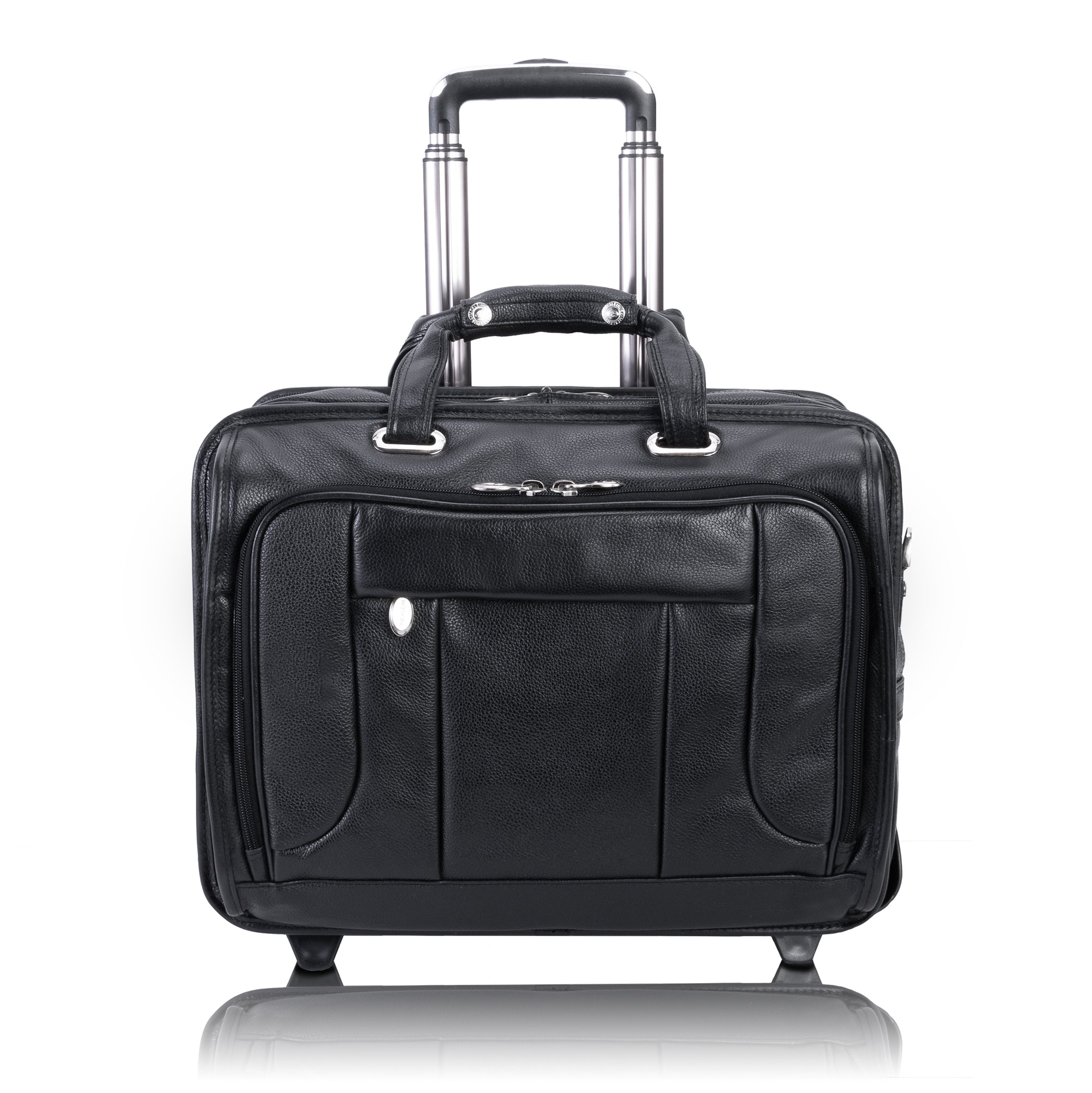 McKlein WEST TOWN 17" Leather Fly-Through Checkpoint-Friendly Patented Detachable -Wheeled Laptop Briefcase