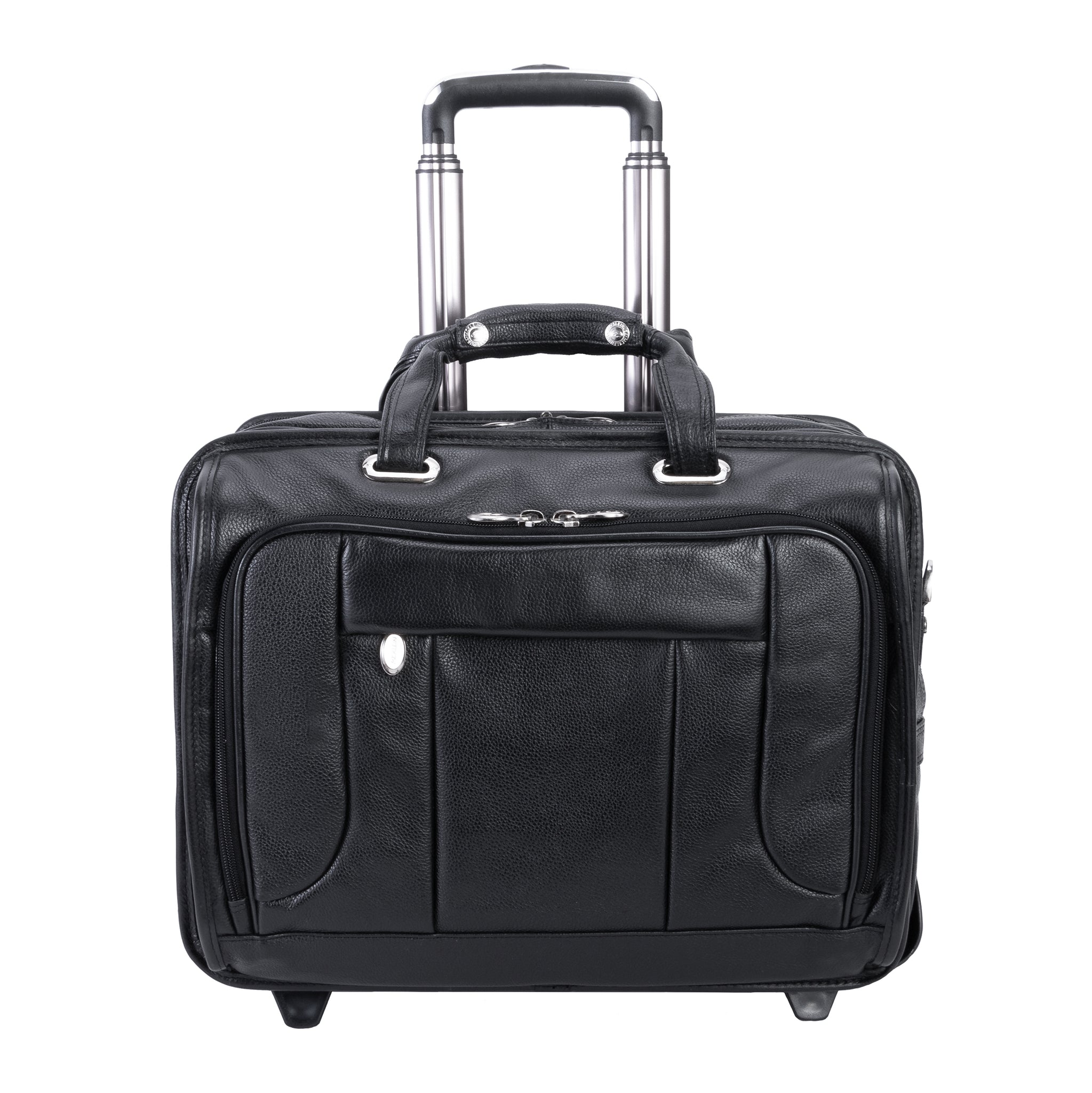 McKlein WEST TOWN 17" Leather Fly-Through Checkpoint-Friendly Patented Detachable -Wheeled Laptop Briefcase