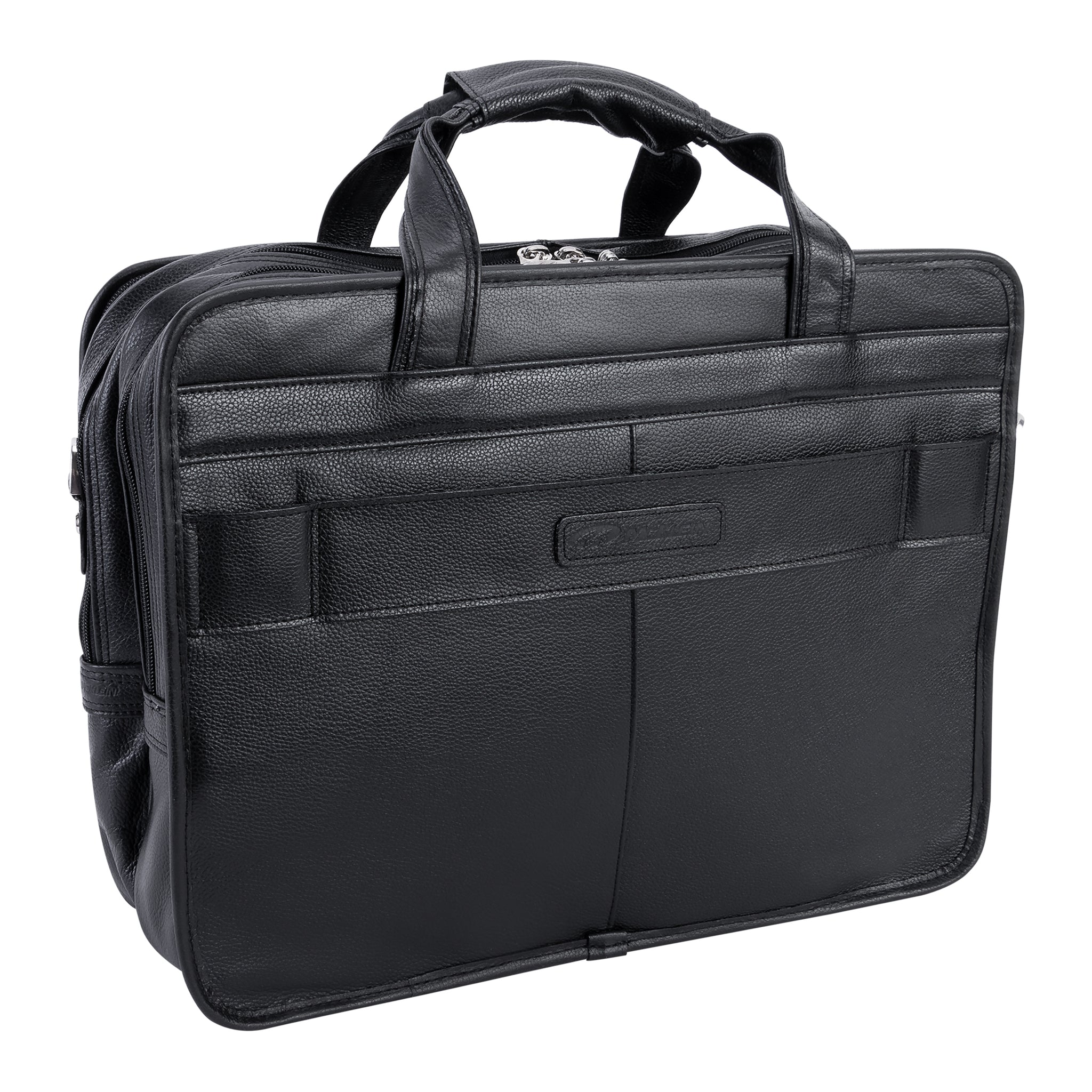 McKlein WEST TOWN 17" Leather Fly-Through Checkpoint-Friendly Patented Detachable -Wheeled Laptop Briefcase