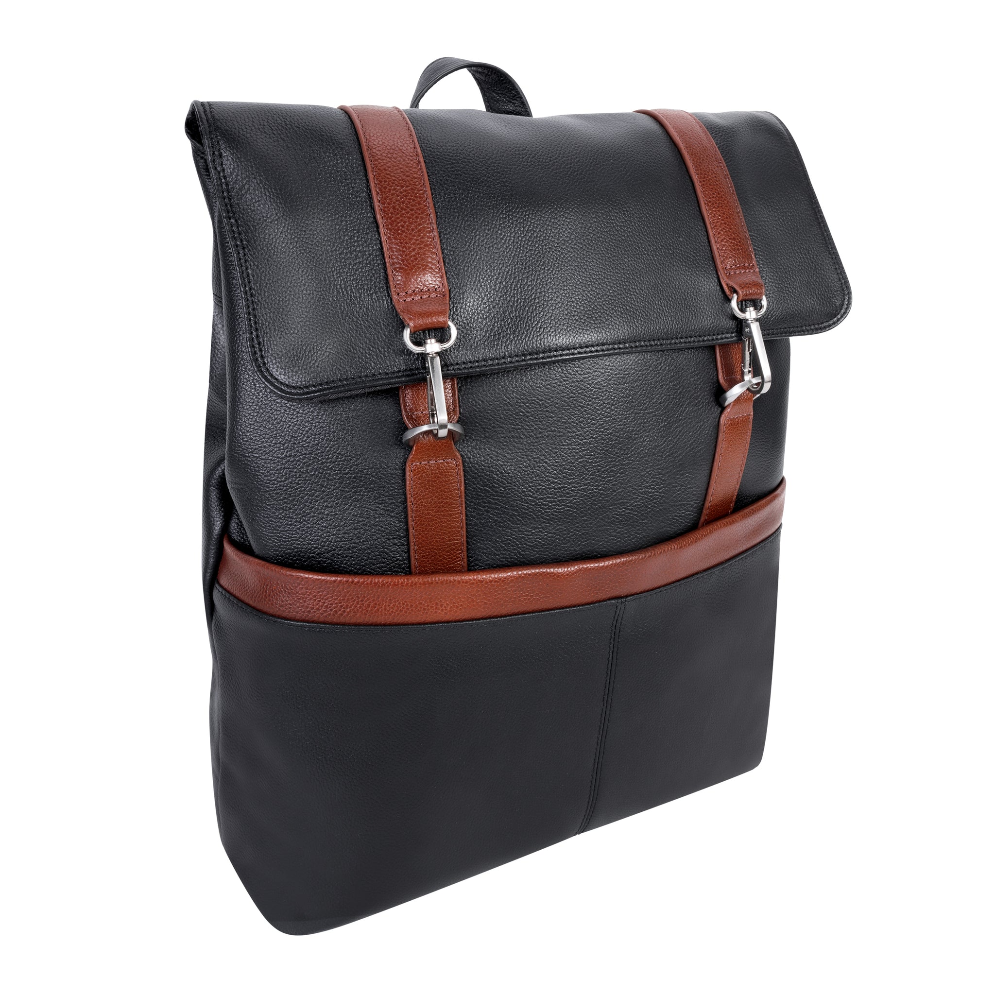 McKlein Southport 17 Leather, Two-Tone, Dual-Compartment, Laptop & Tablet Briefcase Brown