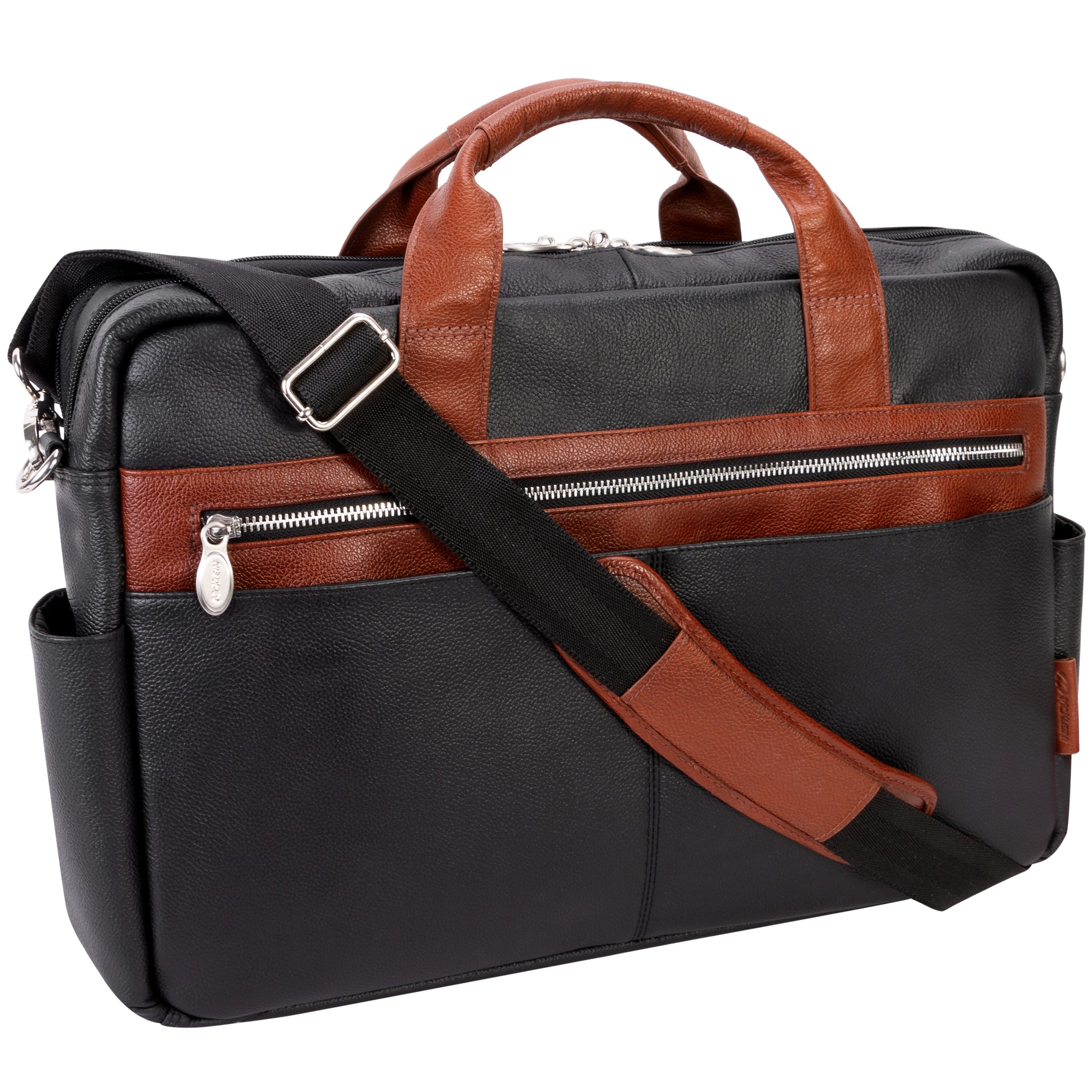 McKlein SOUTHPORT 17" Leather, Two-Tone, Dual-Compartment, Laptop & Tablet Briefcase