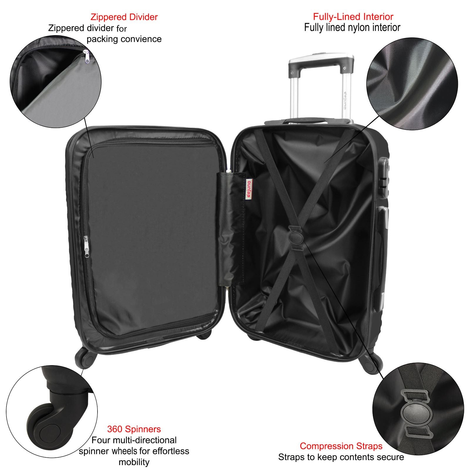 Dejuno Craft Hardside 3-Piece Spinner Luggage Set