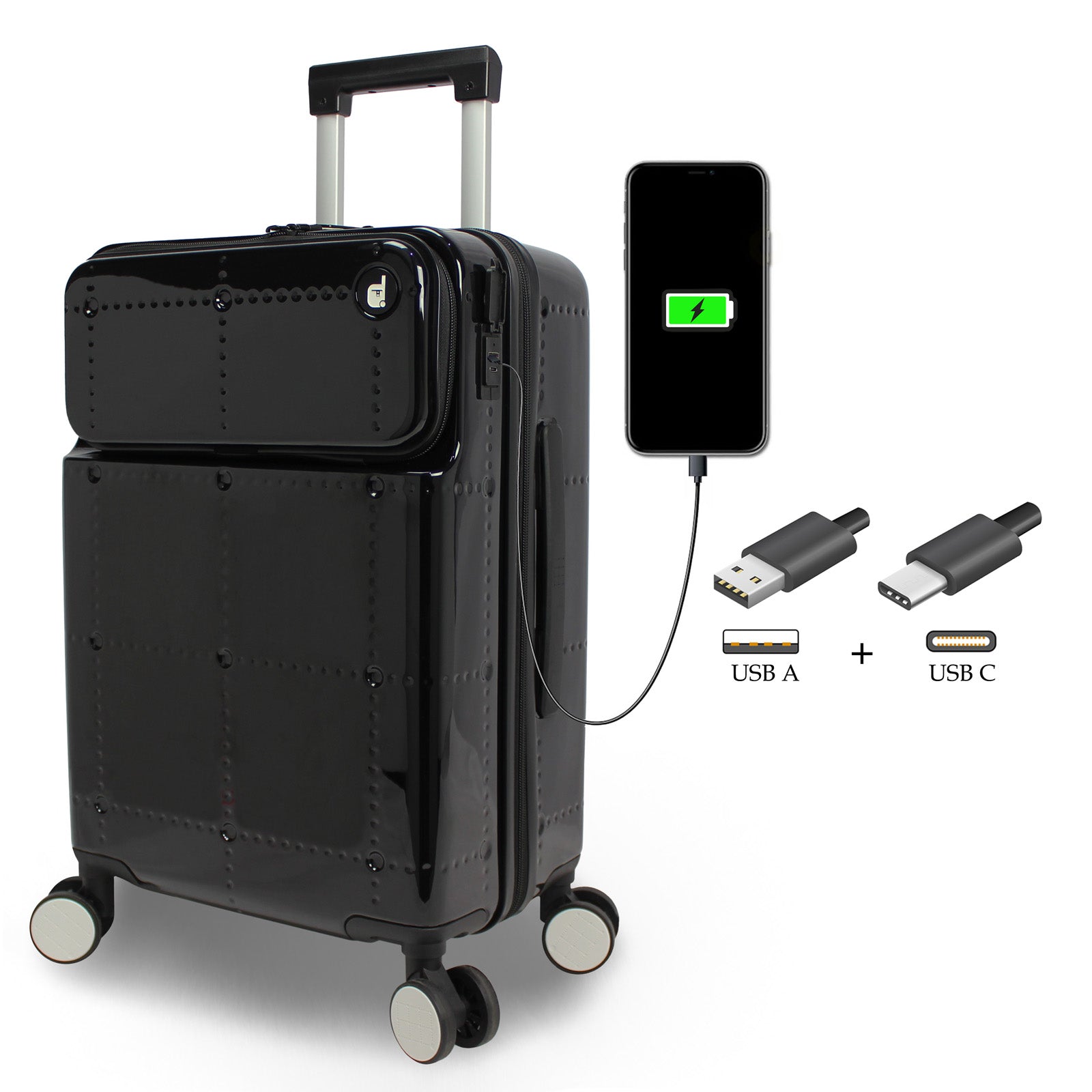 World Traveler Dejuno Avery Smart 20-Inch Carry-On Suitcase with USB & USB-C Ports