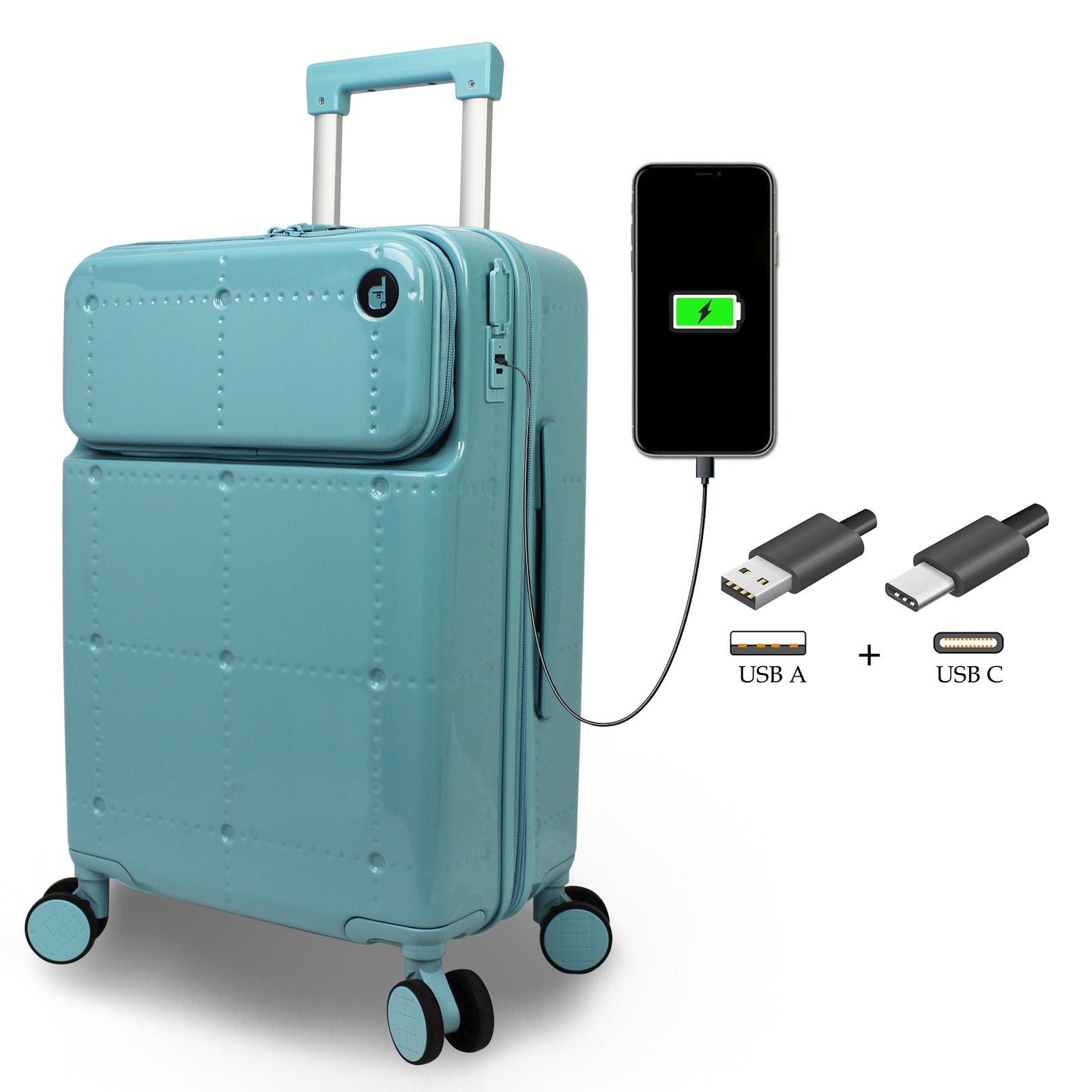 World Traveler Dejuno Avery Smart 20-Inch Carry-On Suitcase with USB & USB-C Ports