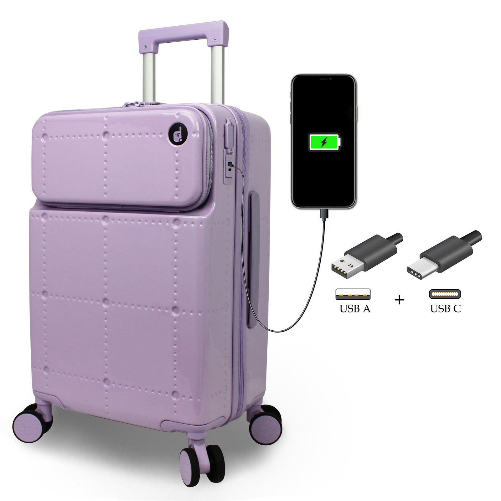 World Traveler Dejuno Avery Smart 20-Inch Carry-On Suitcase with USB & USB-C Ports