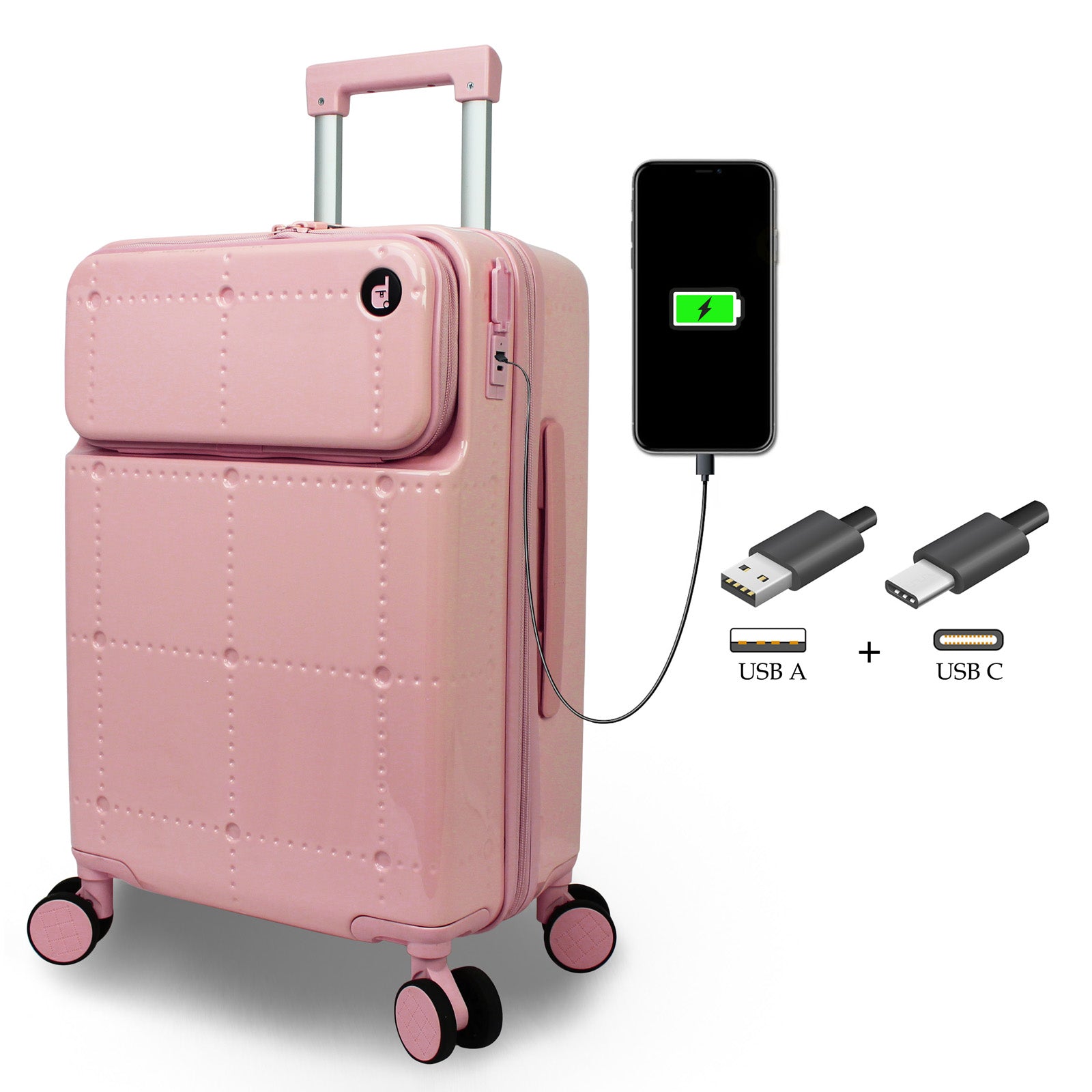 World Traveler Dejuno Avery Smart 20-Inch Carry-On Suitcase with USB & USB-C Ports