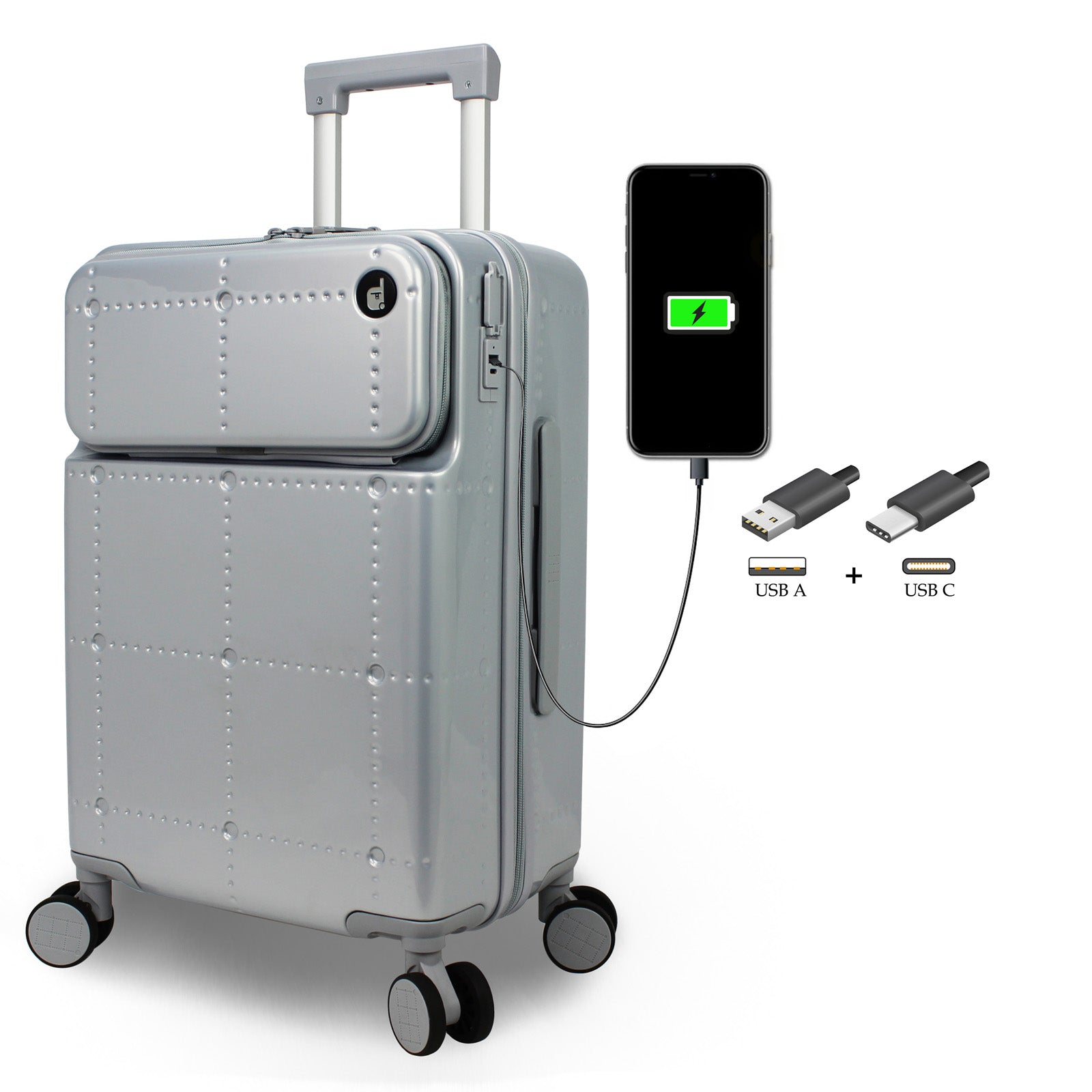 World Traveler Dejuno Avery Smart 20-Inch Carry-On Suitcase with USB & USB-C Ports