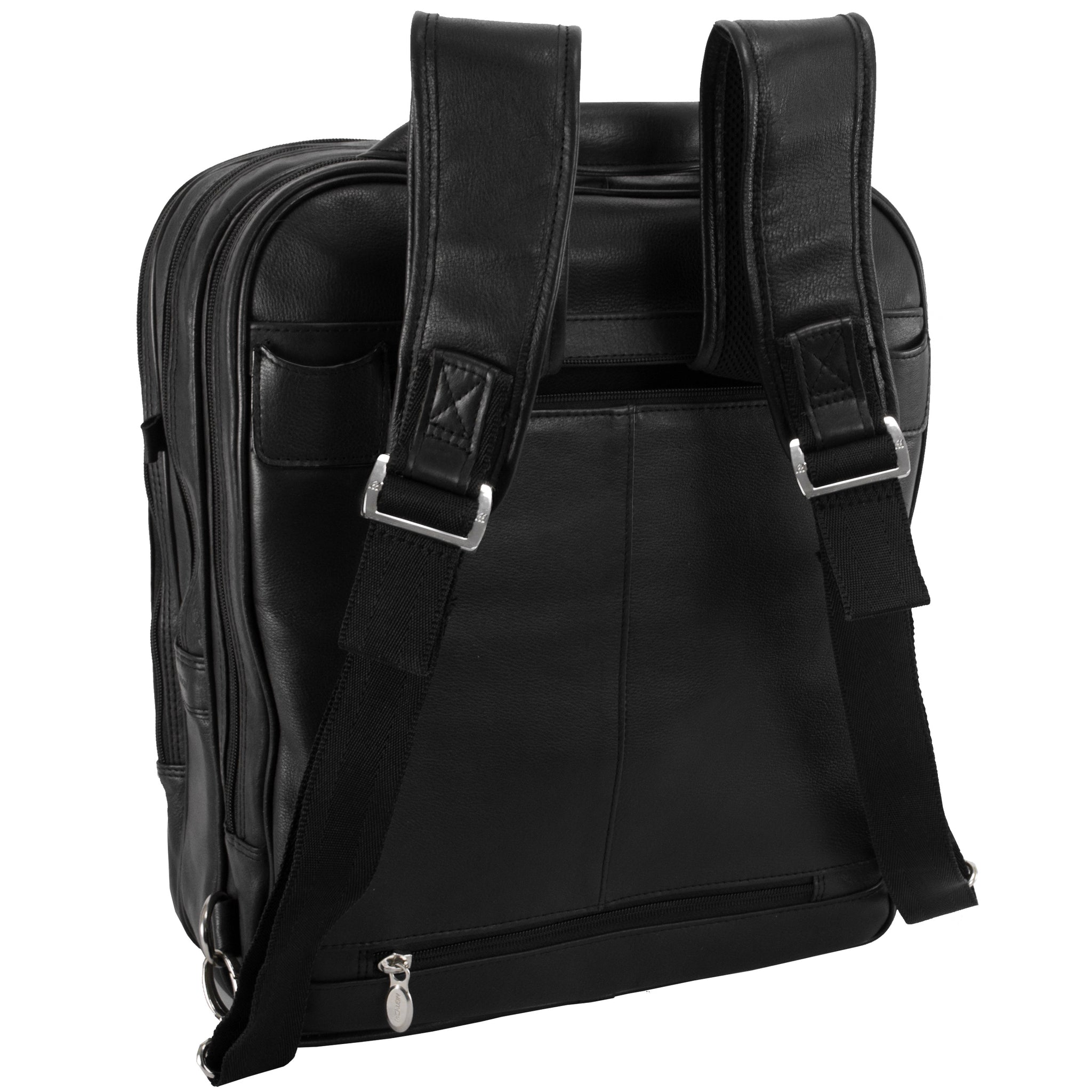 McKlein WICKER PARK 17" Leather Patented Detachable -Wheeled Three-Way Laptop Backpack Briefcase