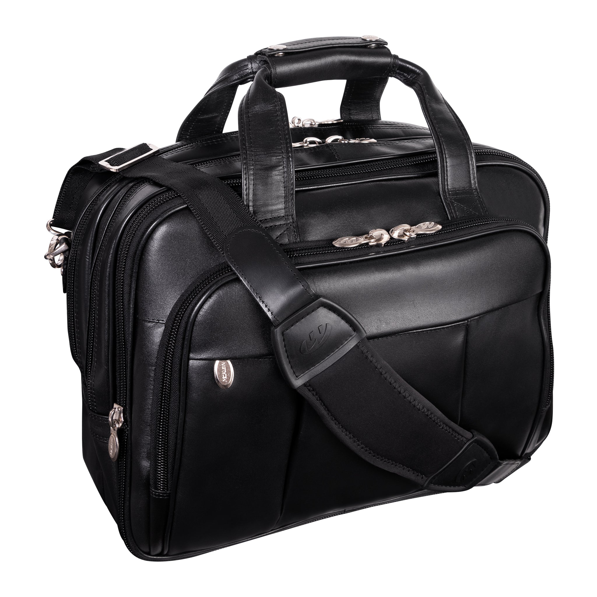 McKlein DAMEN 17" Leather Patented Detachable -Wheeled Laptop Briefcase"