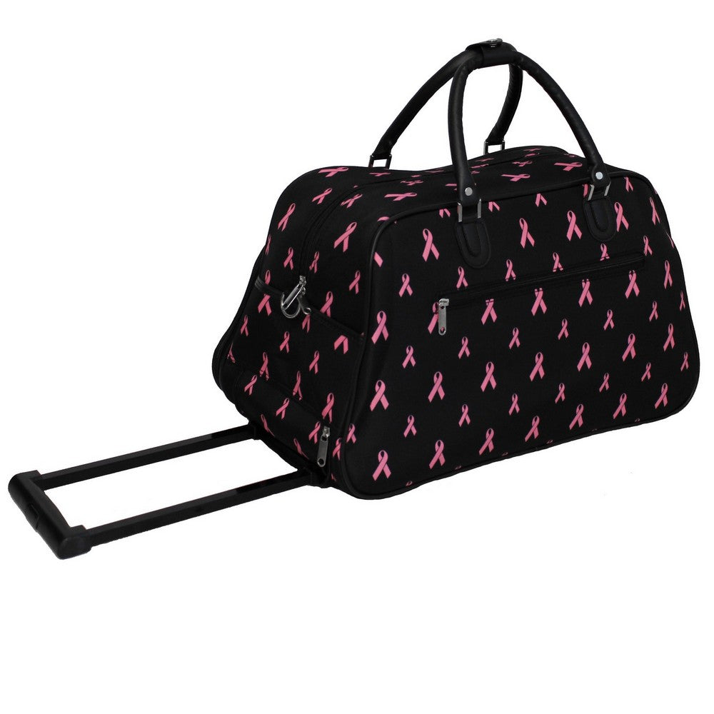 CalBags 21" Rolling Carry-On Duffel Bag - Pink Breast Cancer Ribbon