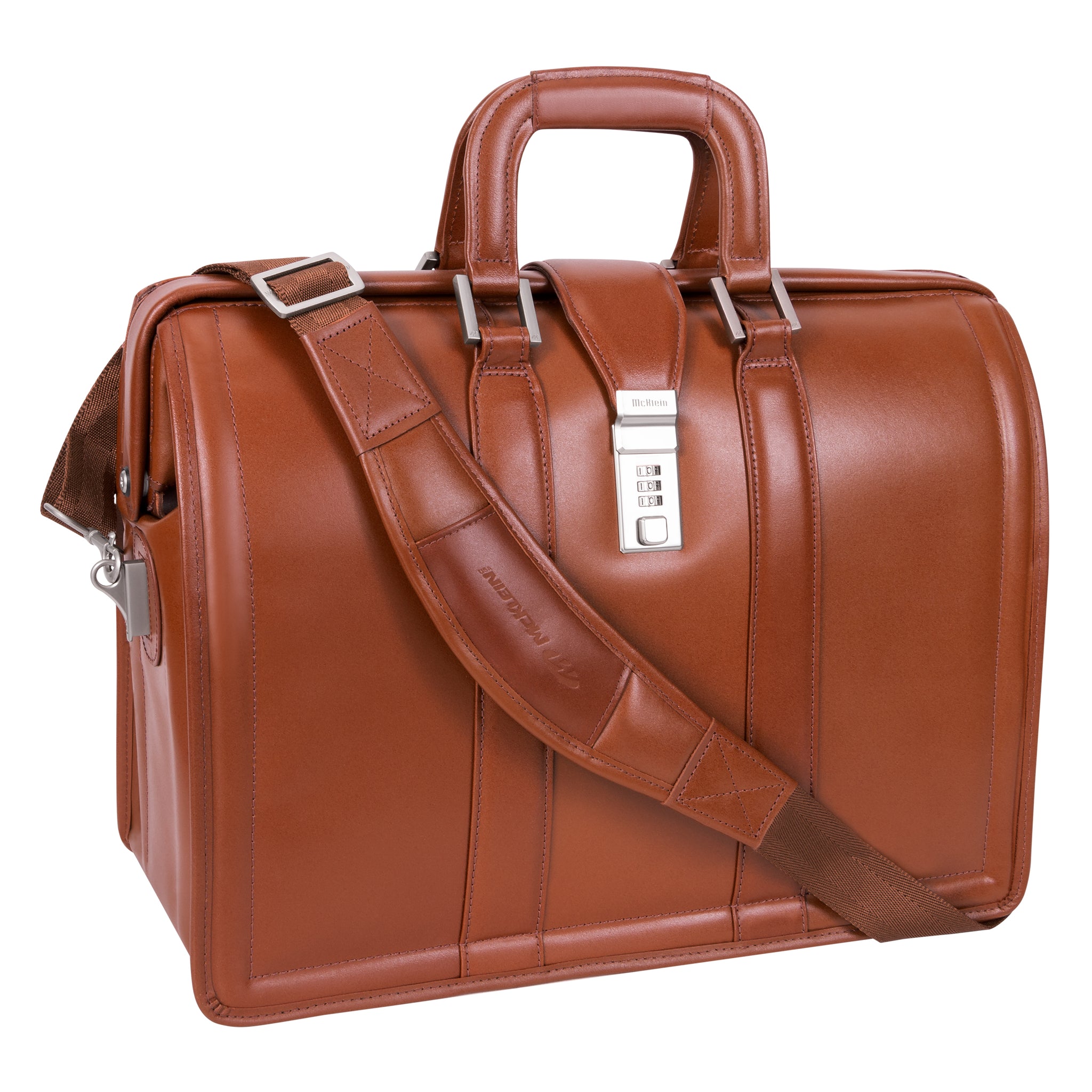 McKlein MORGAN 17" Leather Litigator Laptop Briefcase