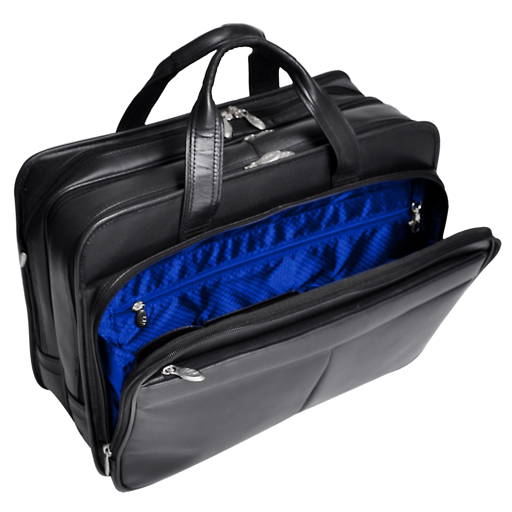 McKlein WALTON 17" Leather Expandable Double Compartment Laptop Briefcase w/ Removable Sleeve