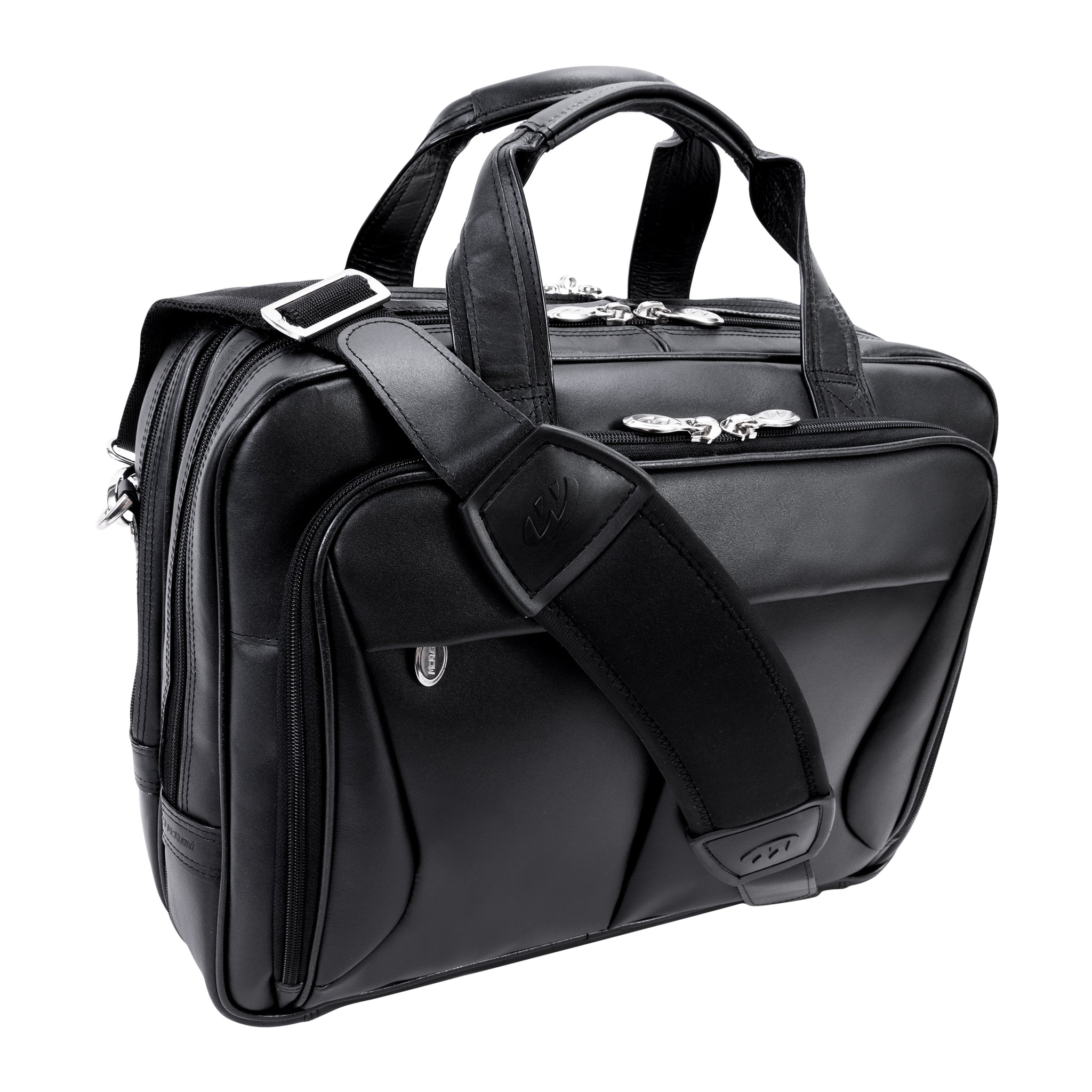 McKlein PEARSON 17" Leather Expandable Double Compartment Laptop Briefcase
