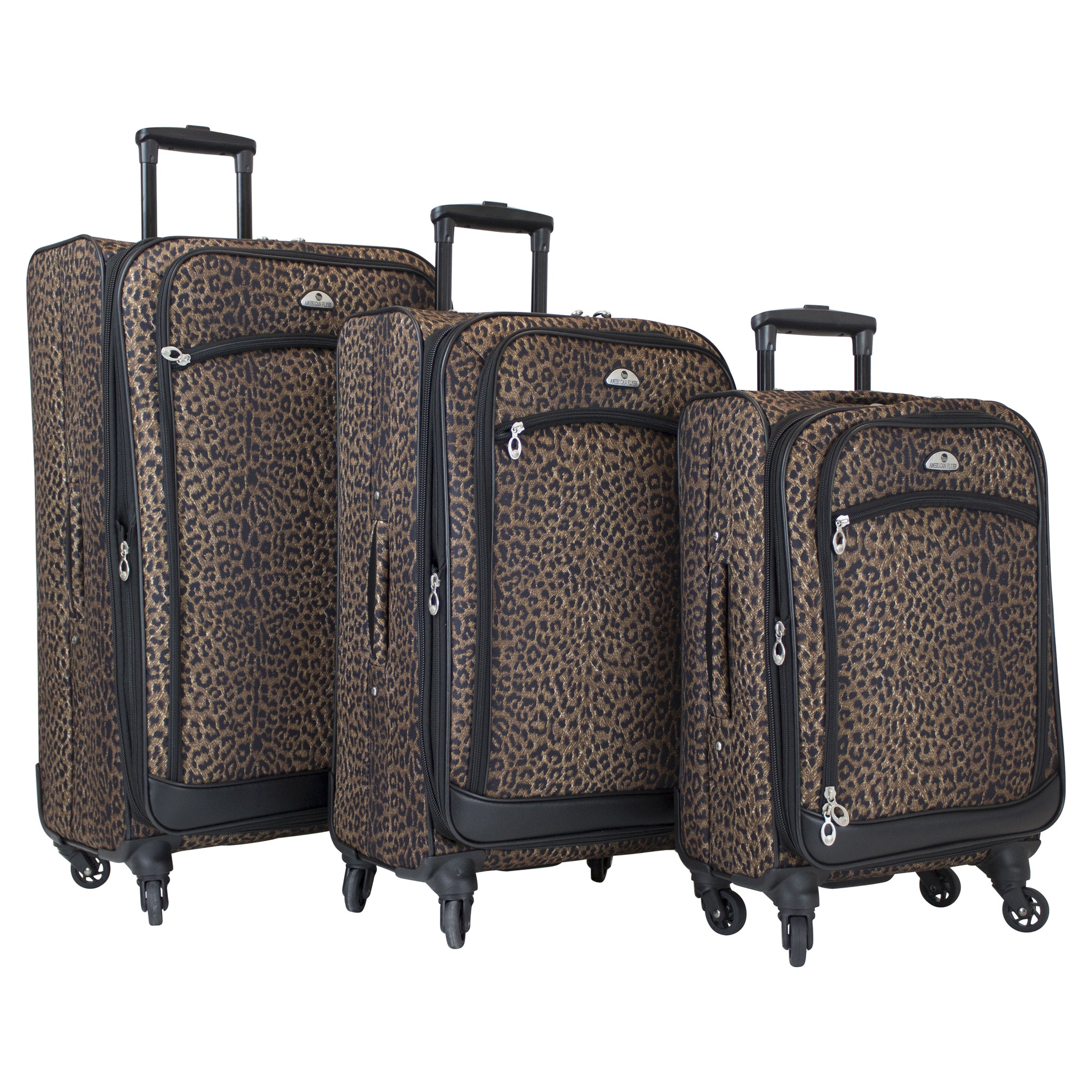 American Flyer Animal Print 5-Piece Spinner Luggage Set