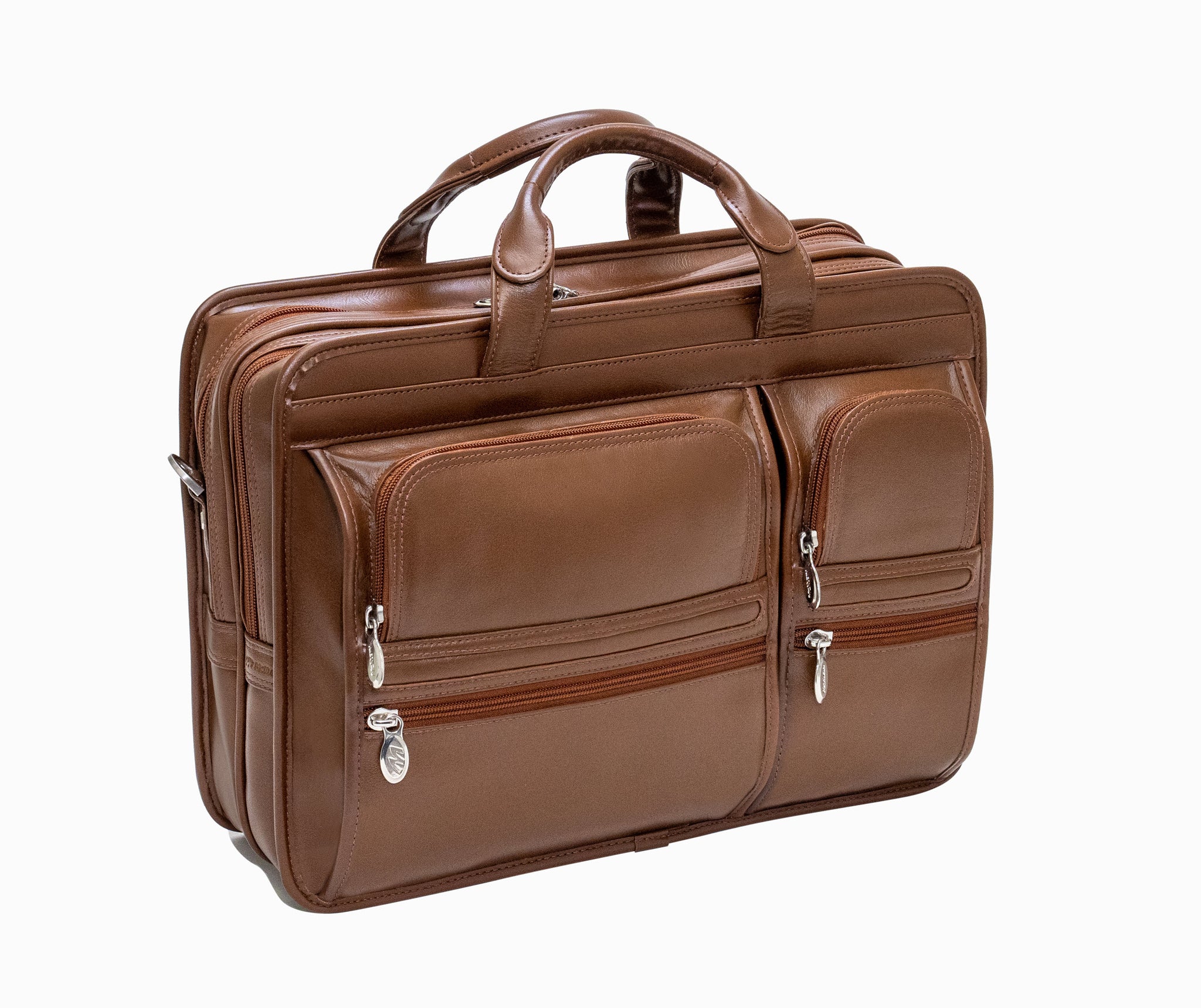 McKlein CLINTON 17" Leather Patented Detachable -Wheeled Laptop Briefcase