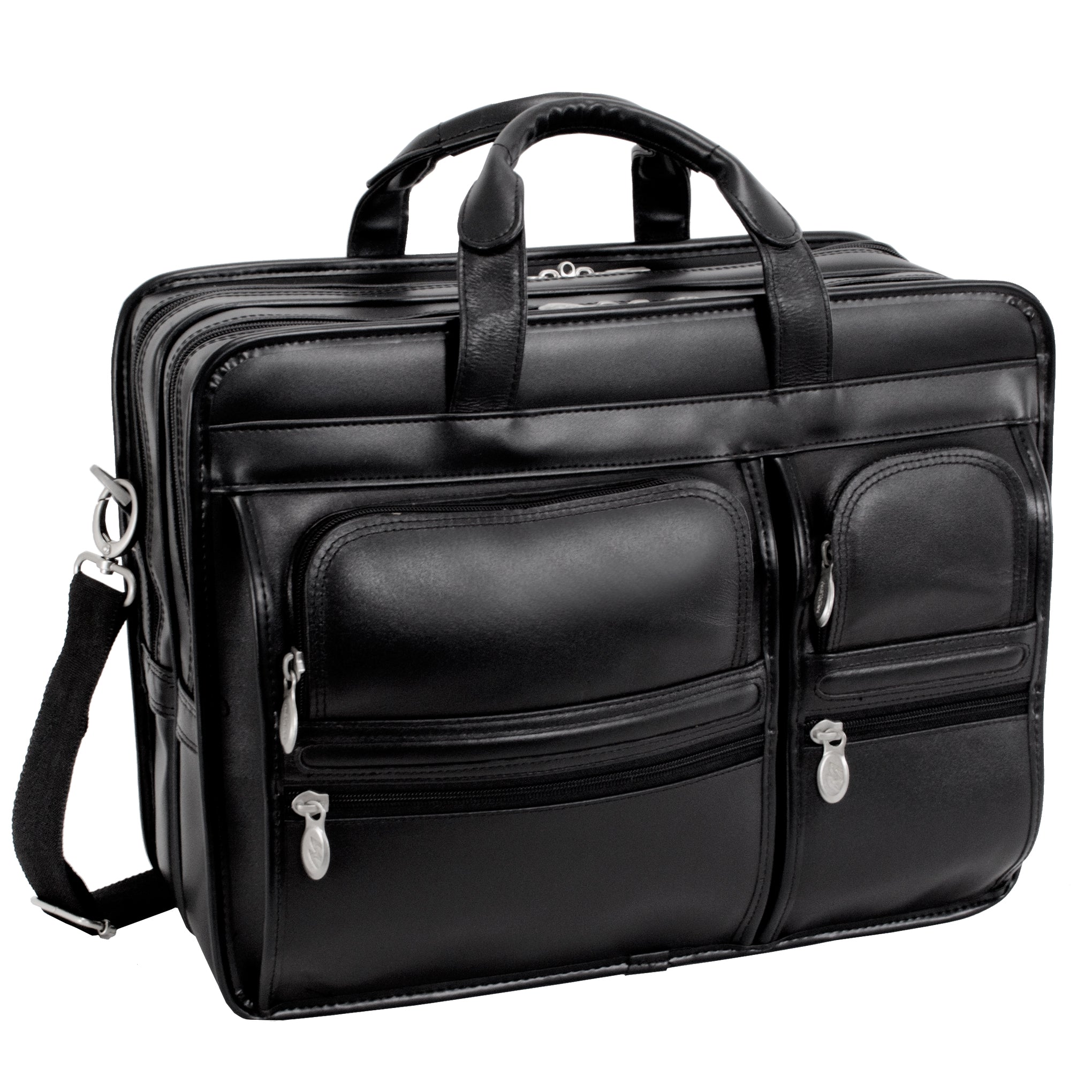 McKlein CLINTON 17" Leather Patented Detachable -Wheeled Laptop Briefcase