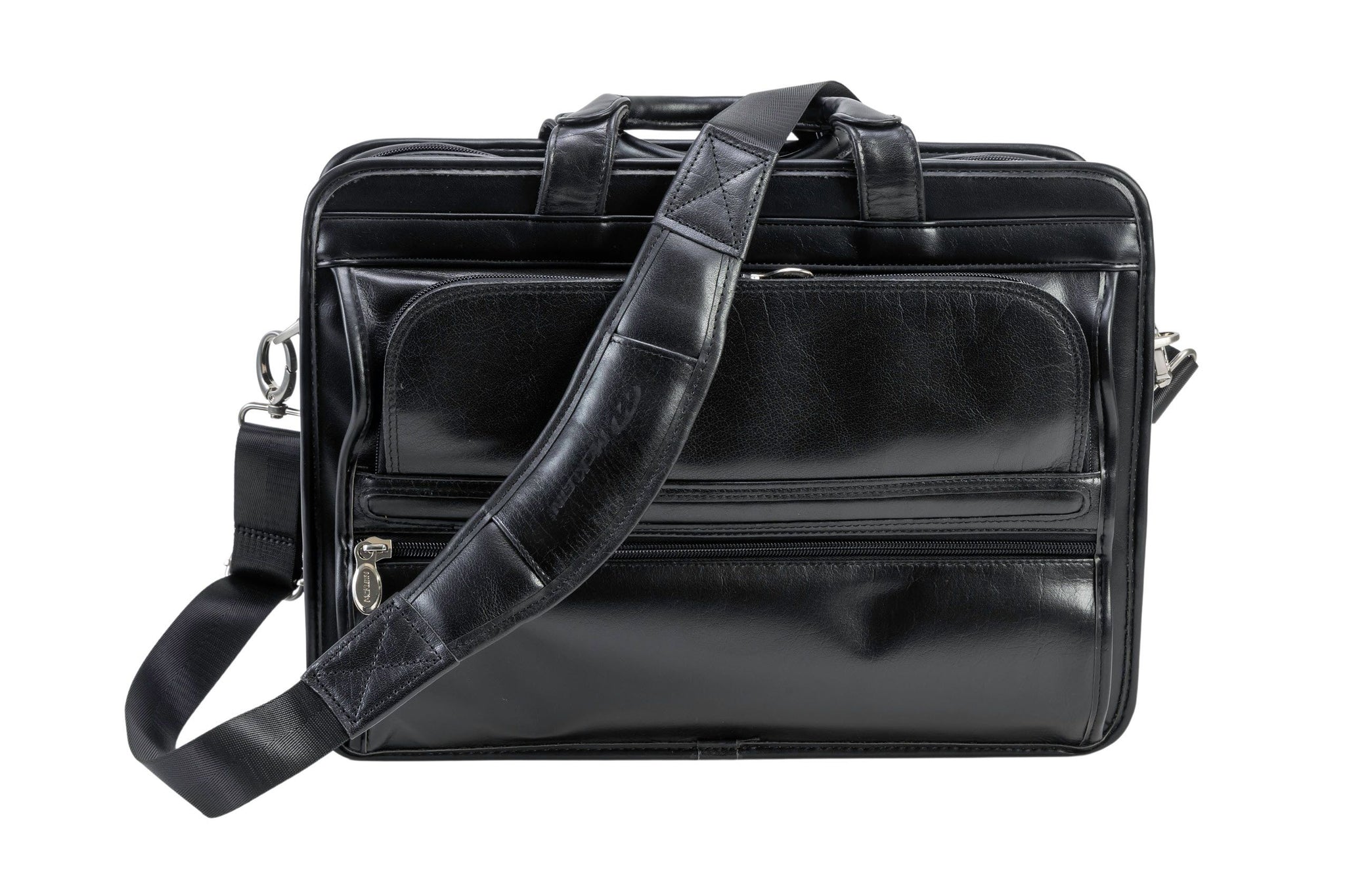 McKlein ELSTON 15" Leather Fly-Through Checkpoint-Friendly Double Compartment Laptop Briefcase