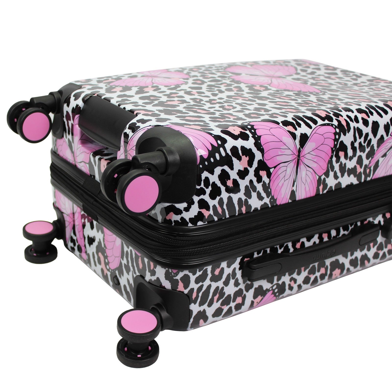 World Traveler Dejuno Butterfly Cheetah 3-Piece Expandable Spinner Luggage Set
