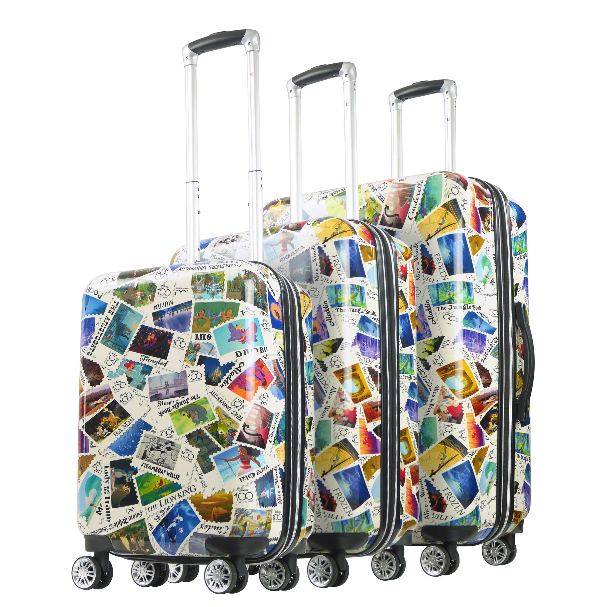 Disney Ful 100 Years Stamps 3 Piece Hardside Spinner Luggage Set