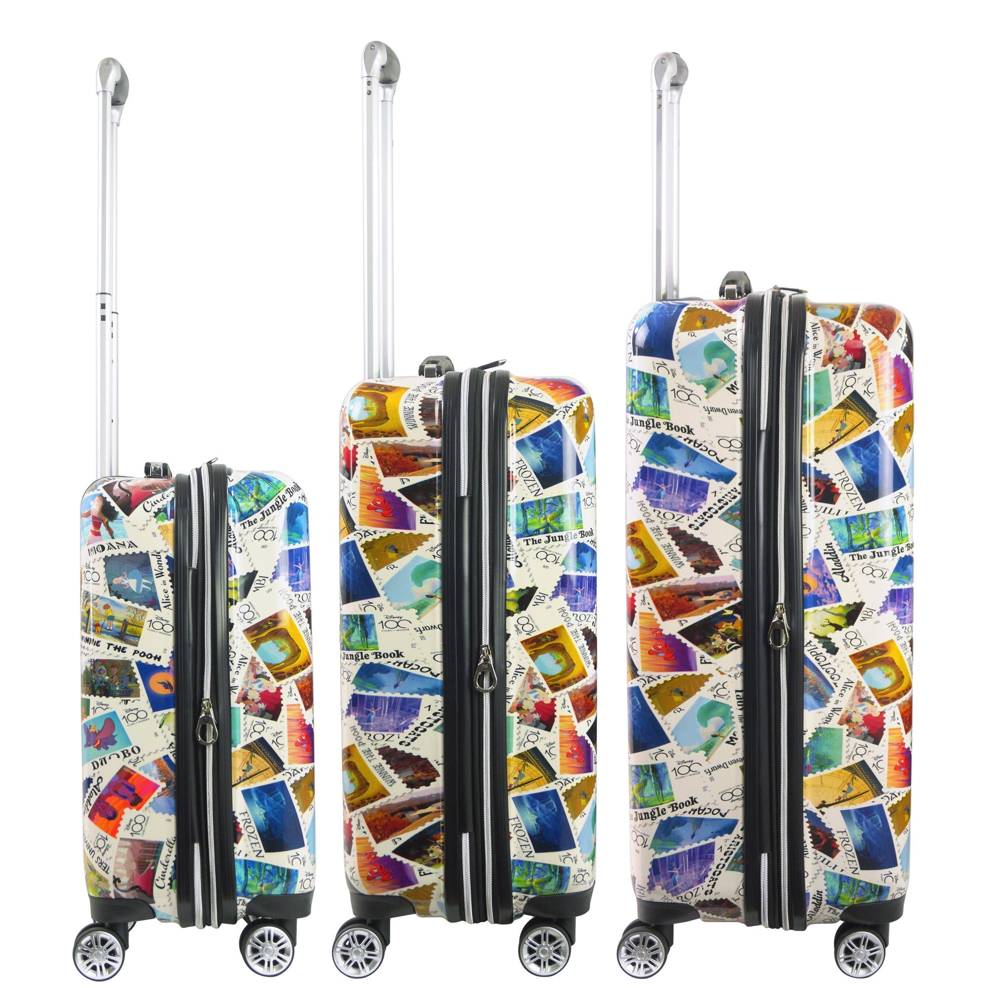 Disney Ful 100 Years Stamps 3 Piece Hardside Spinner Luggage Set