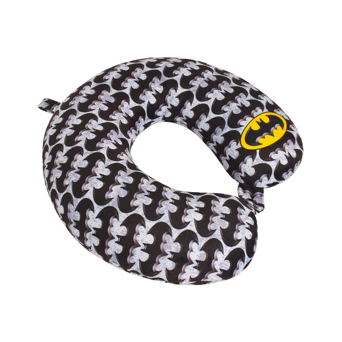 DC Comics Black Batman Logo Travel Neck Pillow, Grey