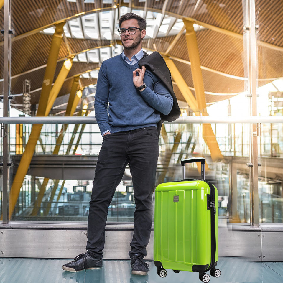 World Traveler Contour 20-Inch Carry-On Lightweight Polycarbonate Hardside Expandable Spinner Luggage with TSA Lock - Apple Green