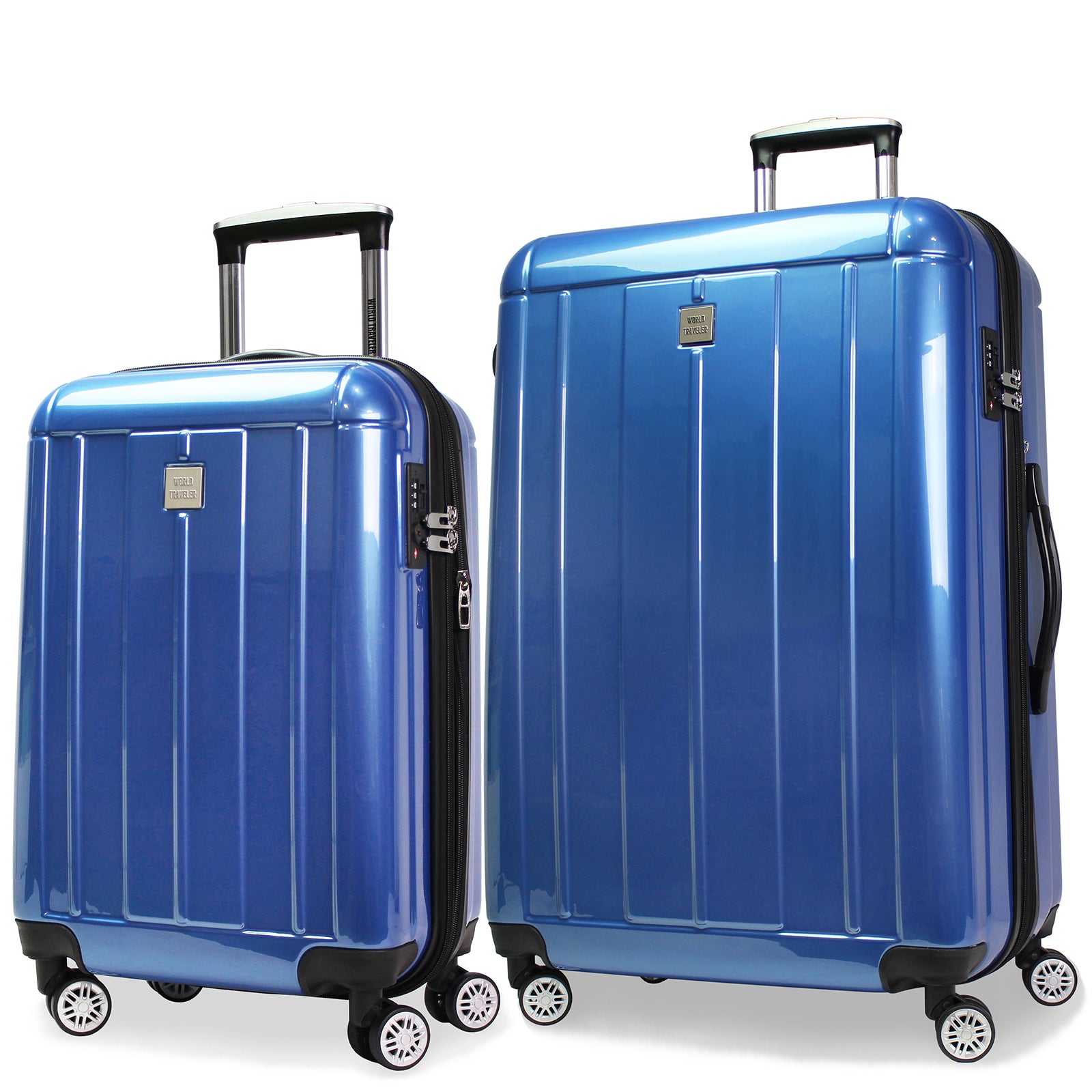 World Traveler Contour 2-Piece Lightweight Polycarbonate Hardside Expandable Spinner Luggage Set with TSA Lock - Apple Green (20" & 28")