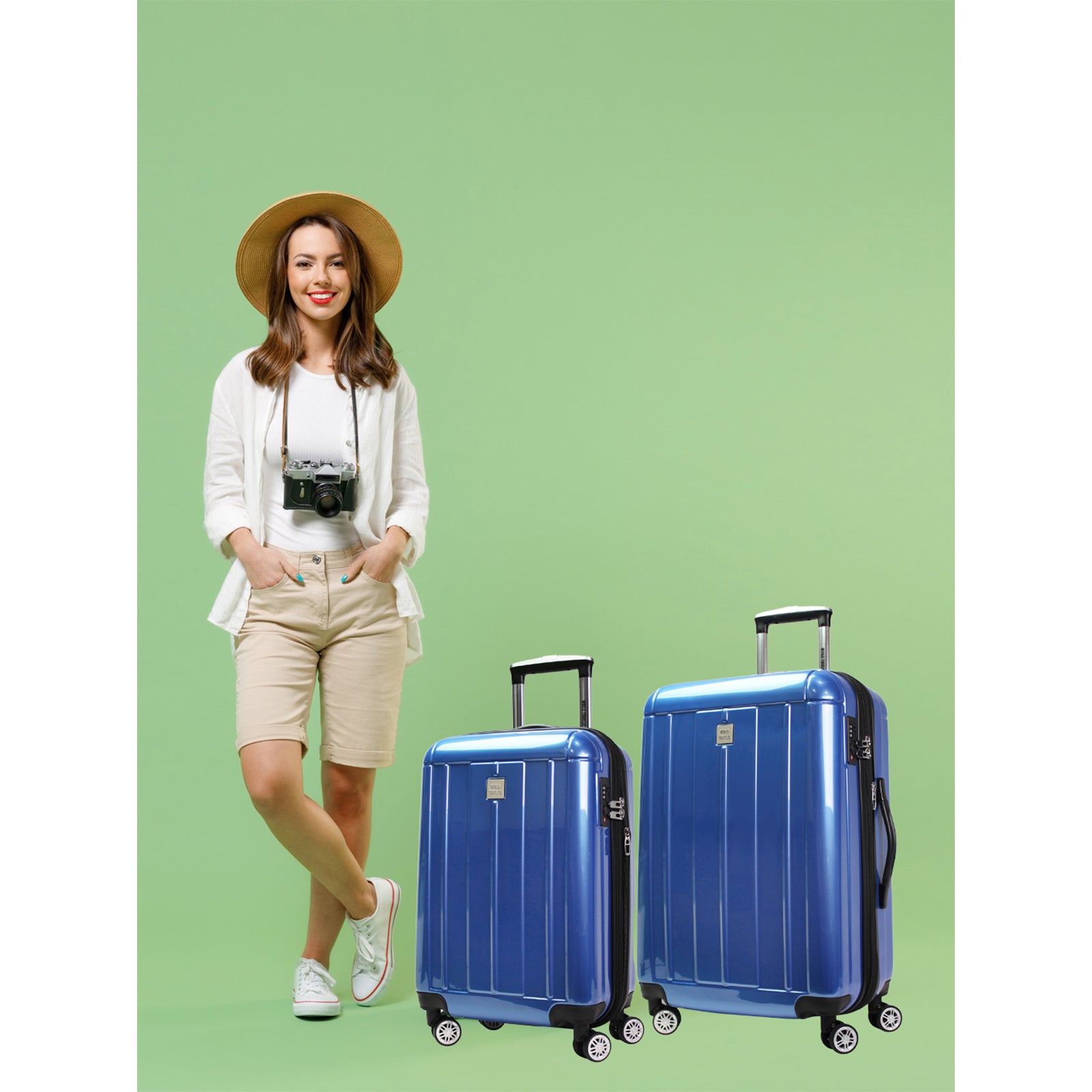 World Traveler Contour 20-Inch Carry-On Lightweight Polycarbonate Hardside Expandable Spinner Luggage with TSA Lock - Apple Green