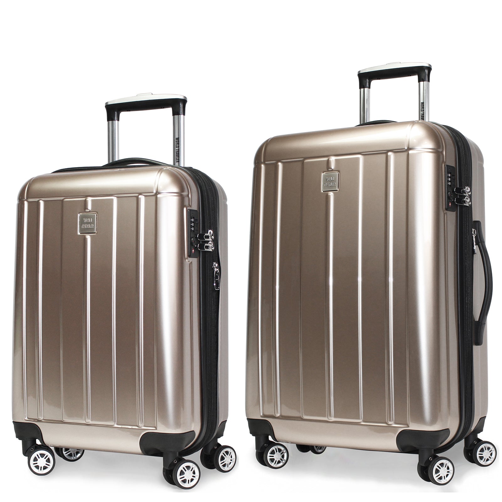 World Traveler Contour 2-Piece Lightweight Polycarbonate Hardside Expandable Spinner Luggage Set with TSA Lock - Apple Green (20" & 24")