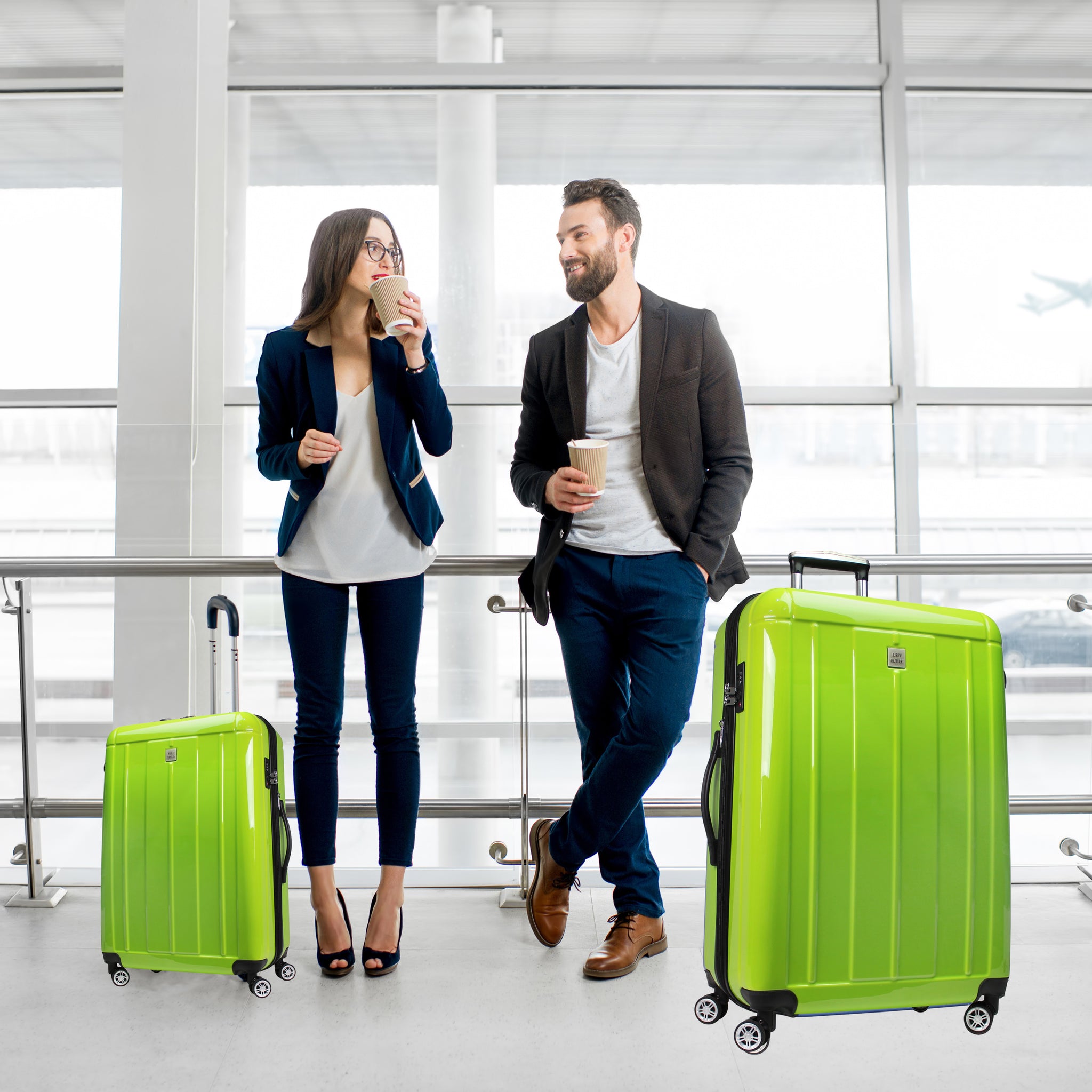 World Traveler Contour 20-Inch Carry-On Lightweight Polycarbonate Hardside Expandable Spinner Luggage with TSA Lock - Apple Green