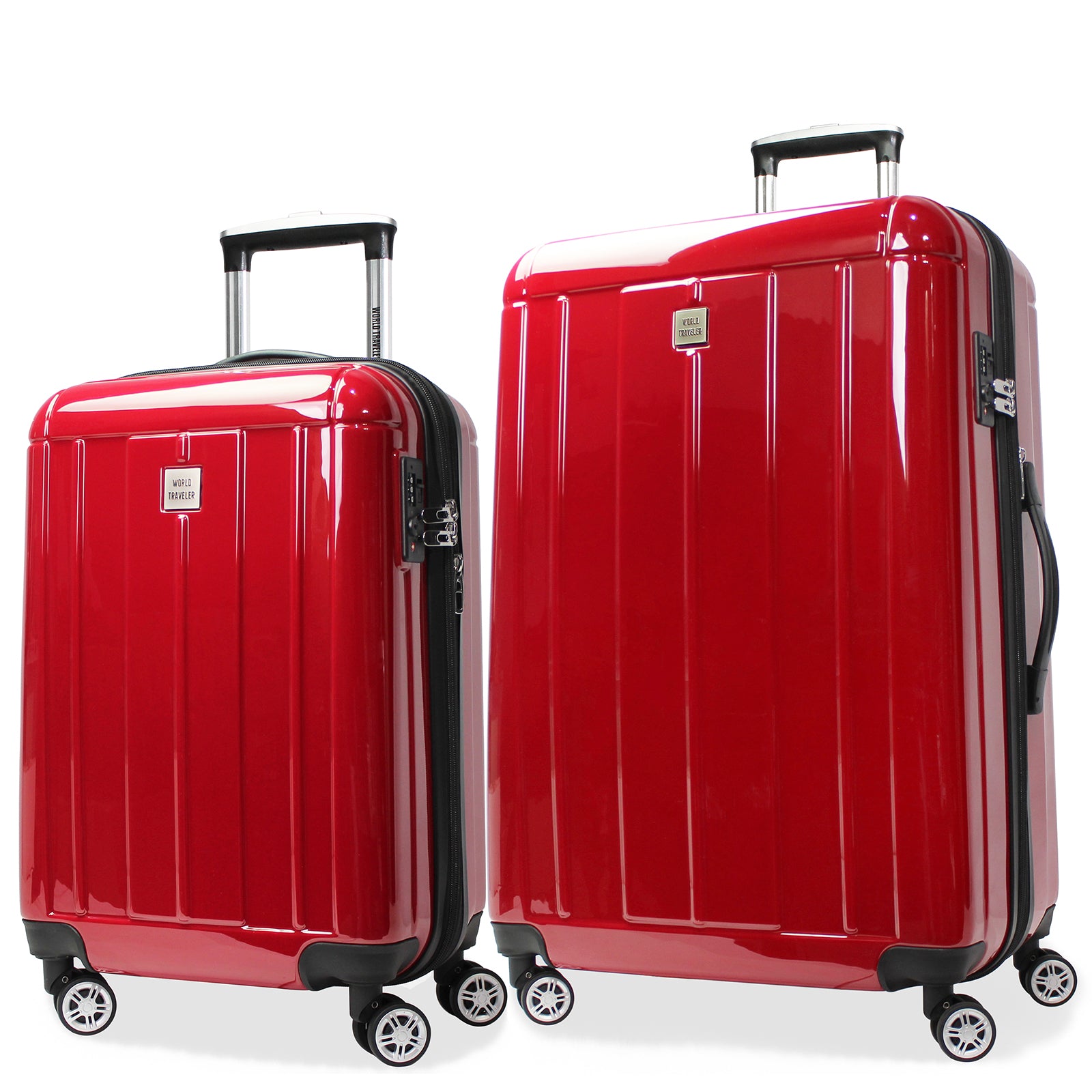 World Traveler Contour 2-Piece Lightweight Polycarbonate Hardside Expandable Spinner Luggage Set with TSA Lock - Apple Green (20" & 28")