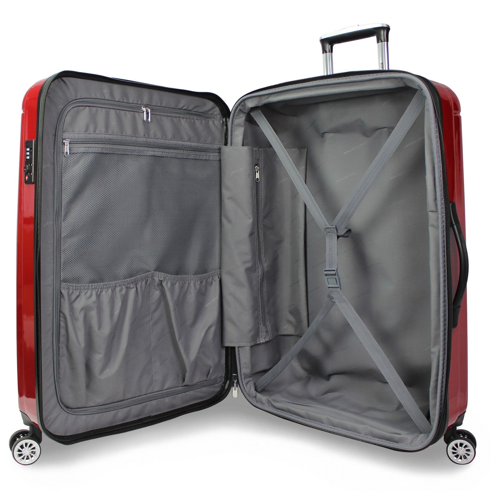 World Traveler Contour 2-Piece Lightweight Polycarbonate Hardside Expandable Spinner Luggage Set with TSA Lock - Apple Green (20" & 28")
