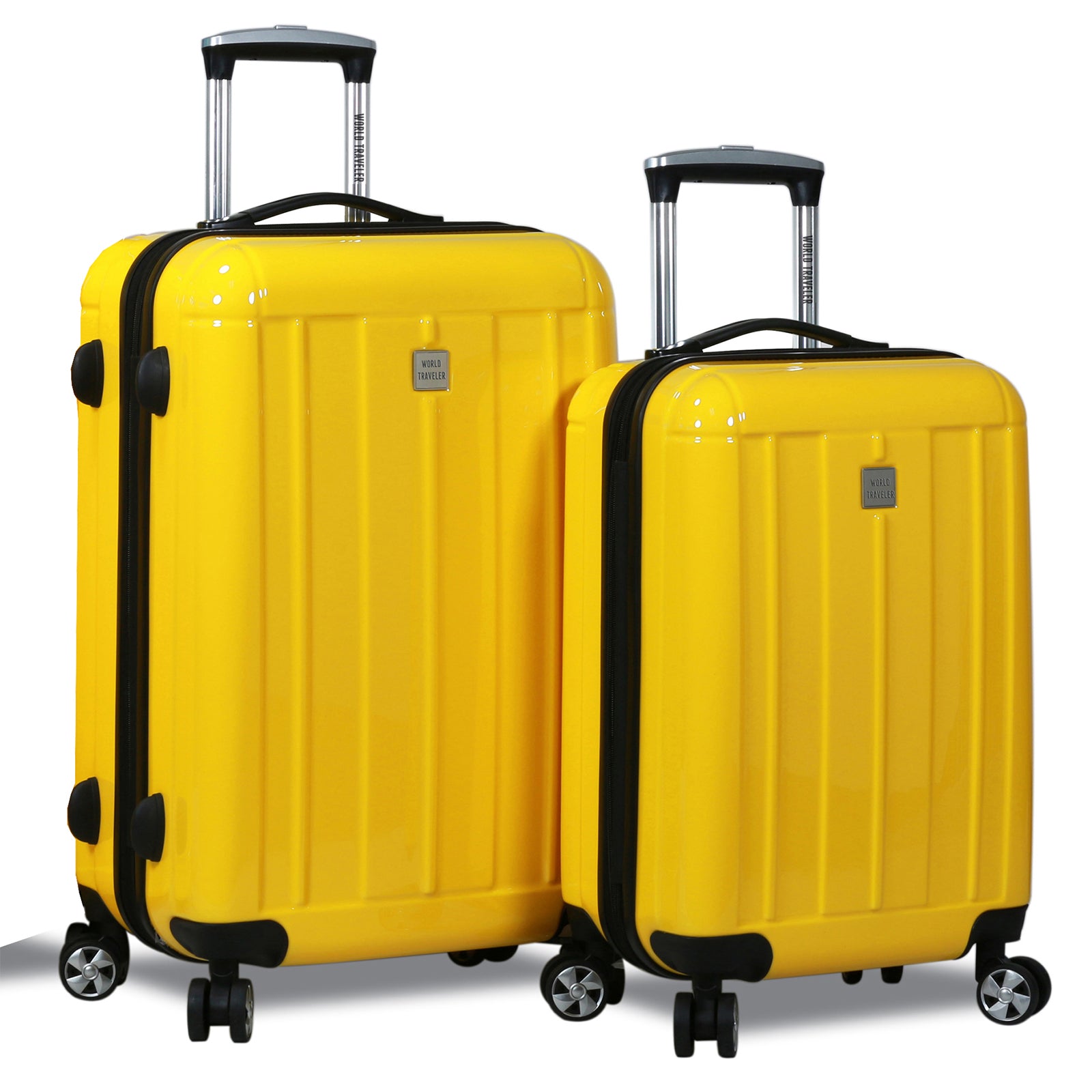 World Traveler Contour 2-Piece Lightweight Polycarbonate Hardside Expandable Spinner Luggage Set with TSA Lock - Apple Green (20" & 24")