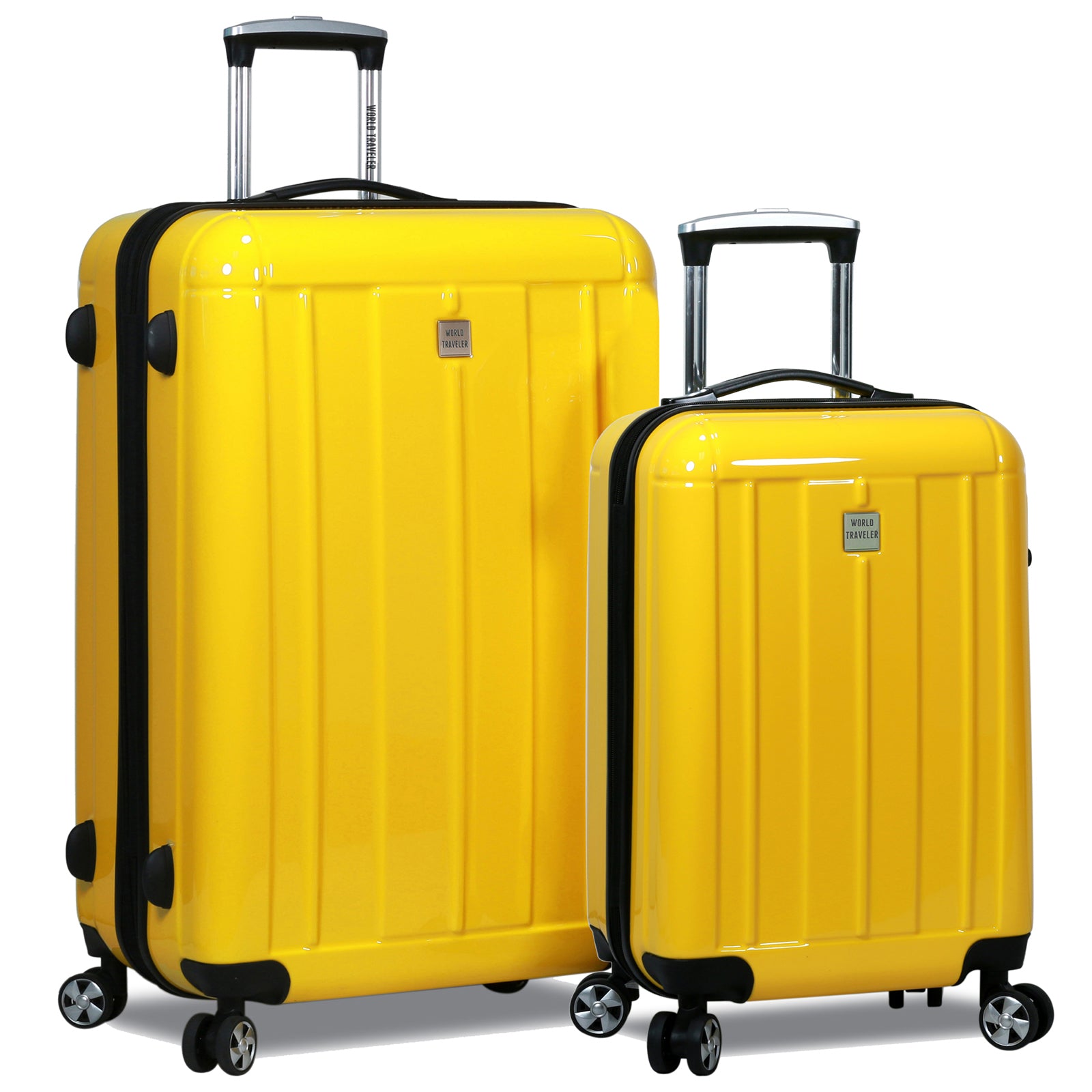 World Traveler Contour 2-Piece Lightweight Polycarbonate Hardside Expandable Spinner Luggage Set with TSA Lock - Apple Green (20" & 28")