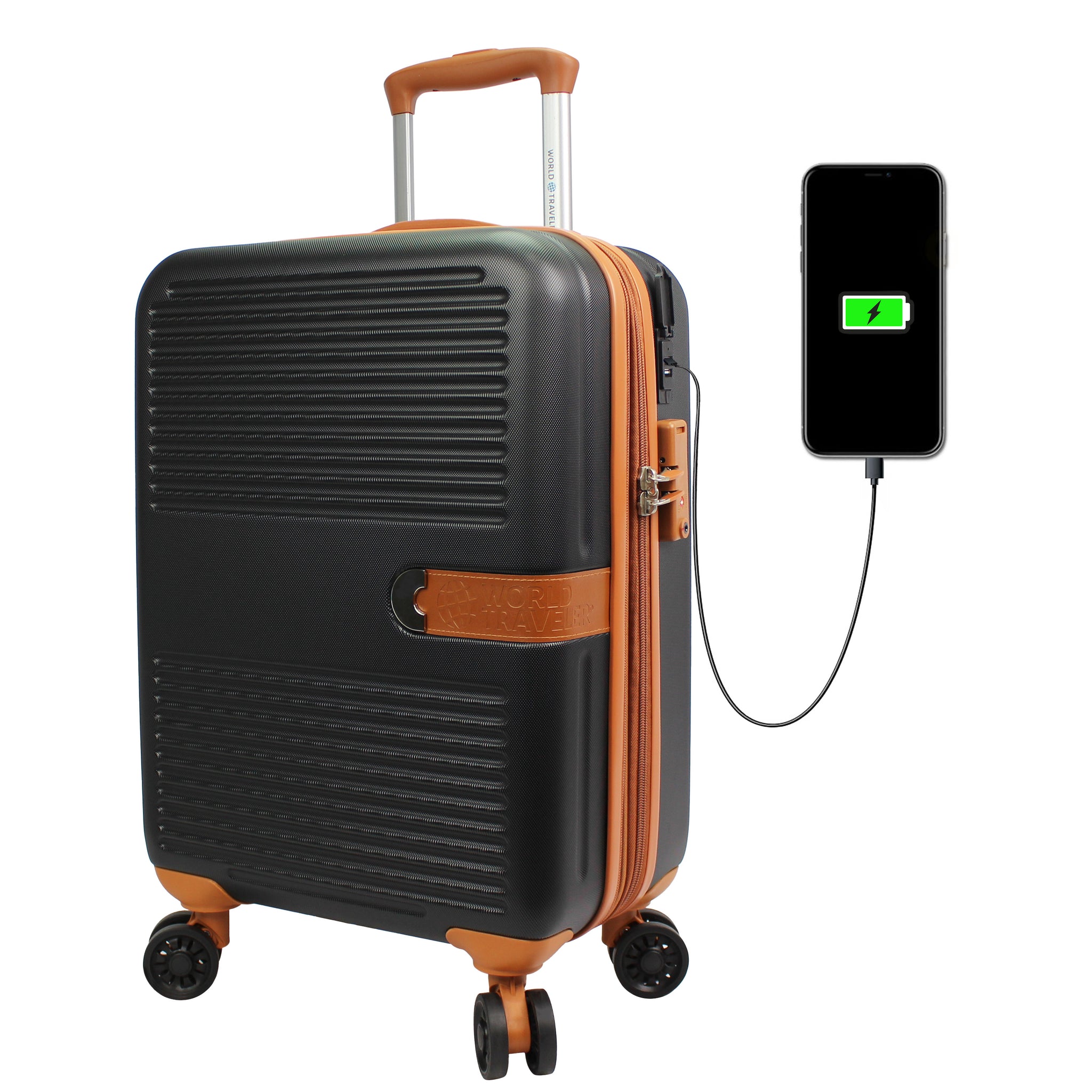 World Traveler Garland Hardside 3-Piece Luggage Set With USB Port